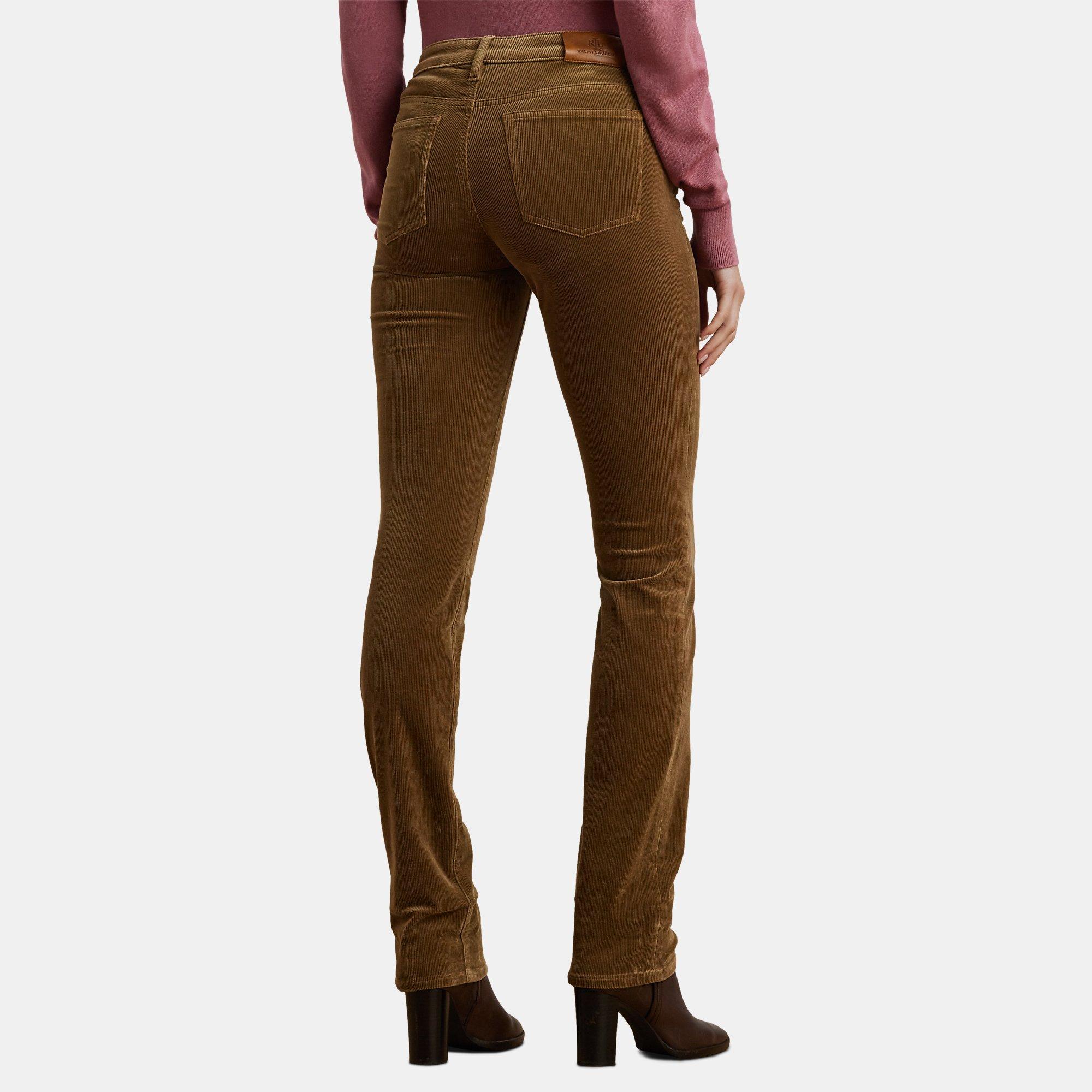 Honey Tan - Lauren by Ralph Lauren - Mid-Rise Corduroy Straight Trousers - 3