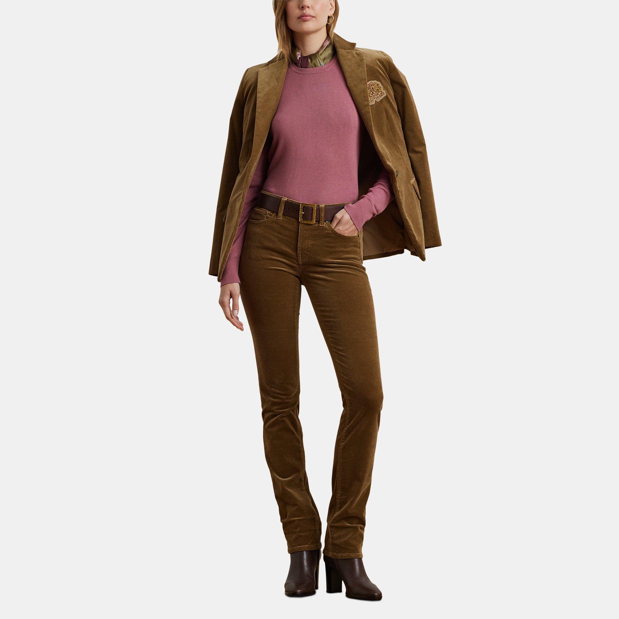Honey Tan - Lauren by Ralph Lauren - Mid-Rise Corduroy Straight Trousers - 4