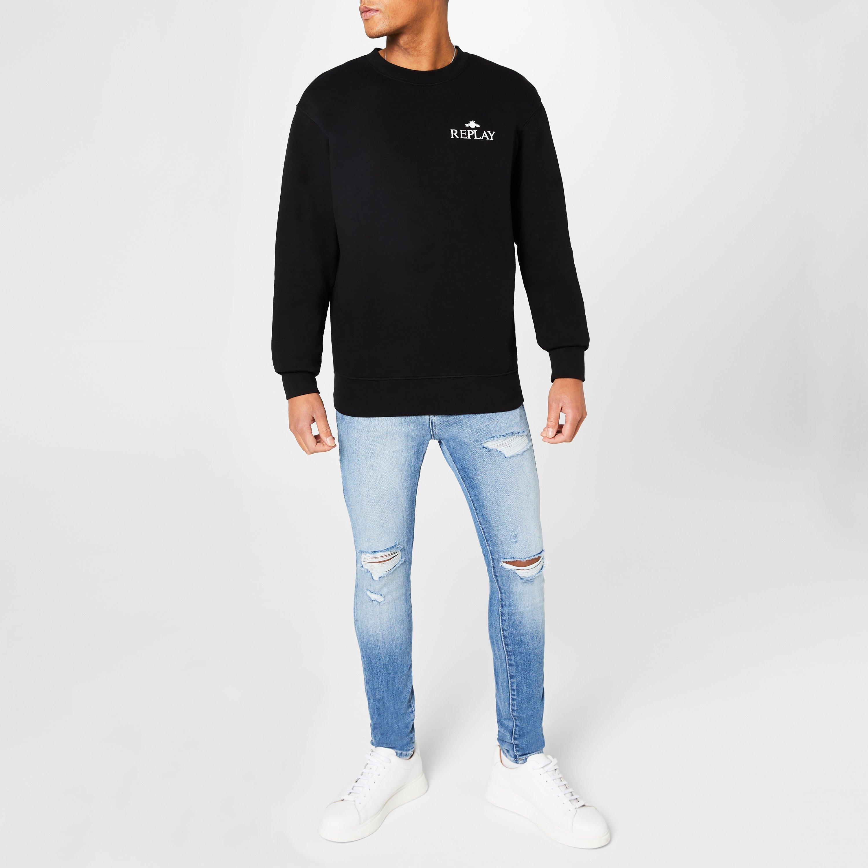 Black 098 - Replay - Small Logo Crewneck Sweater - 3