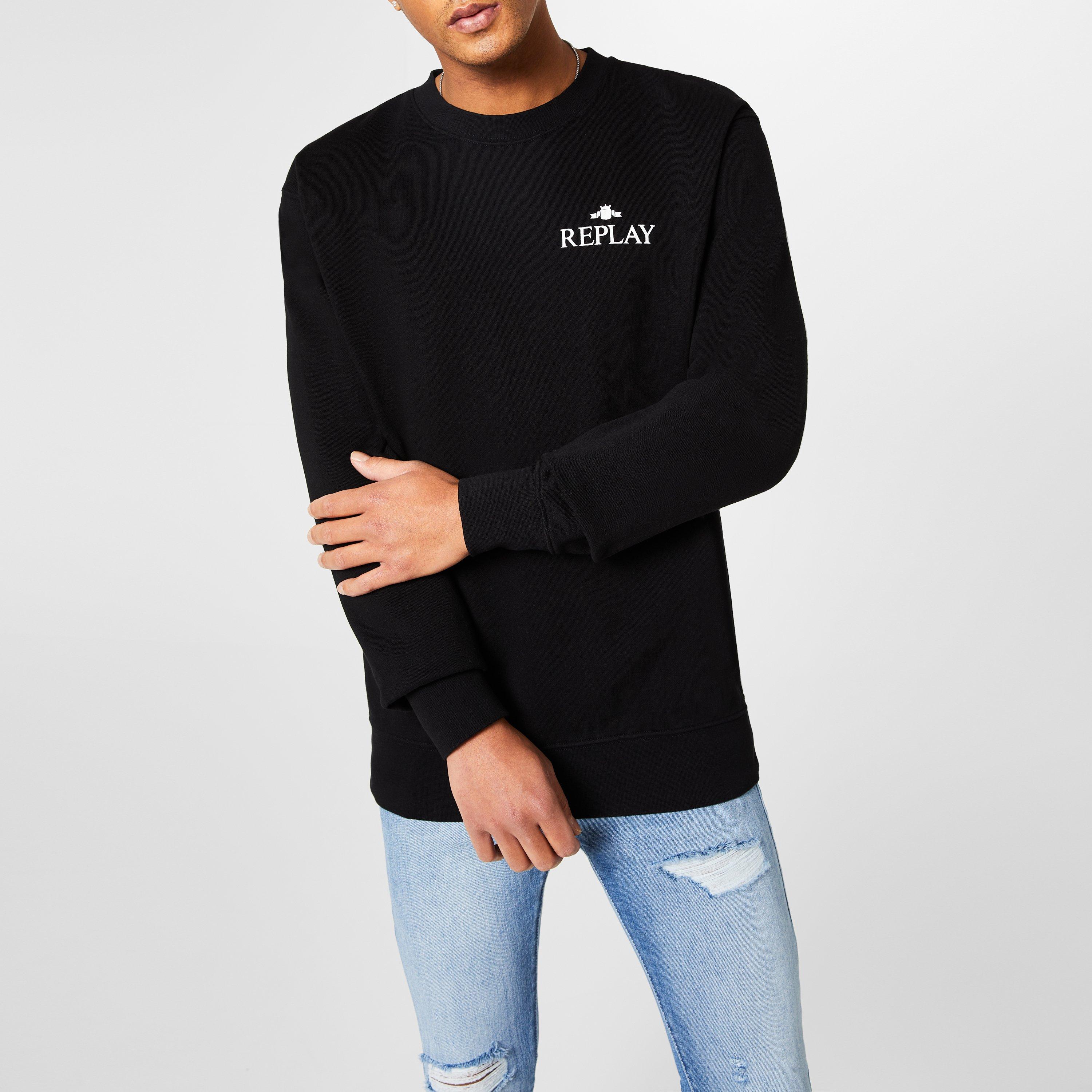Black 098 - Replay - Small Logo Crewneck Sweater - 5