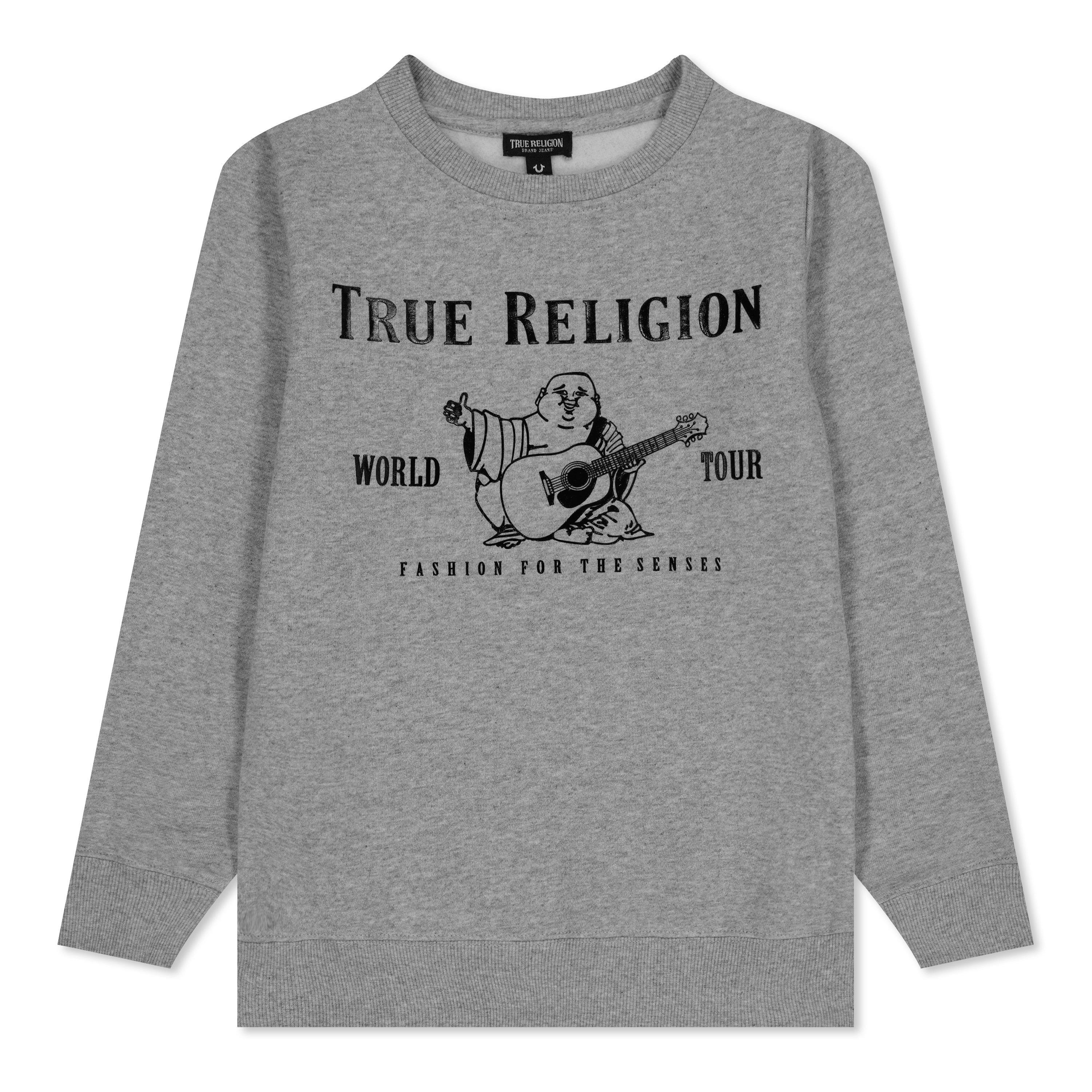 Heather Grey - True Religion - Foil Buddha Logo Sweatshirt Boy's - 1