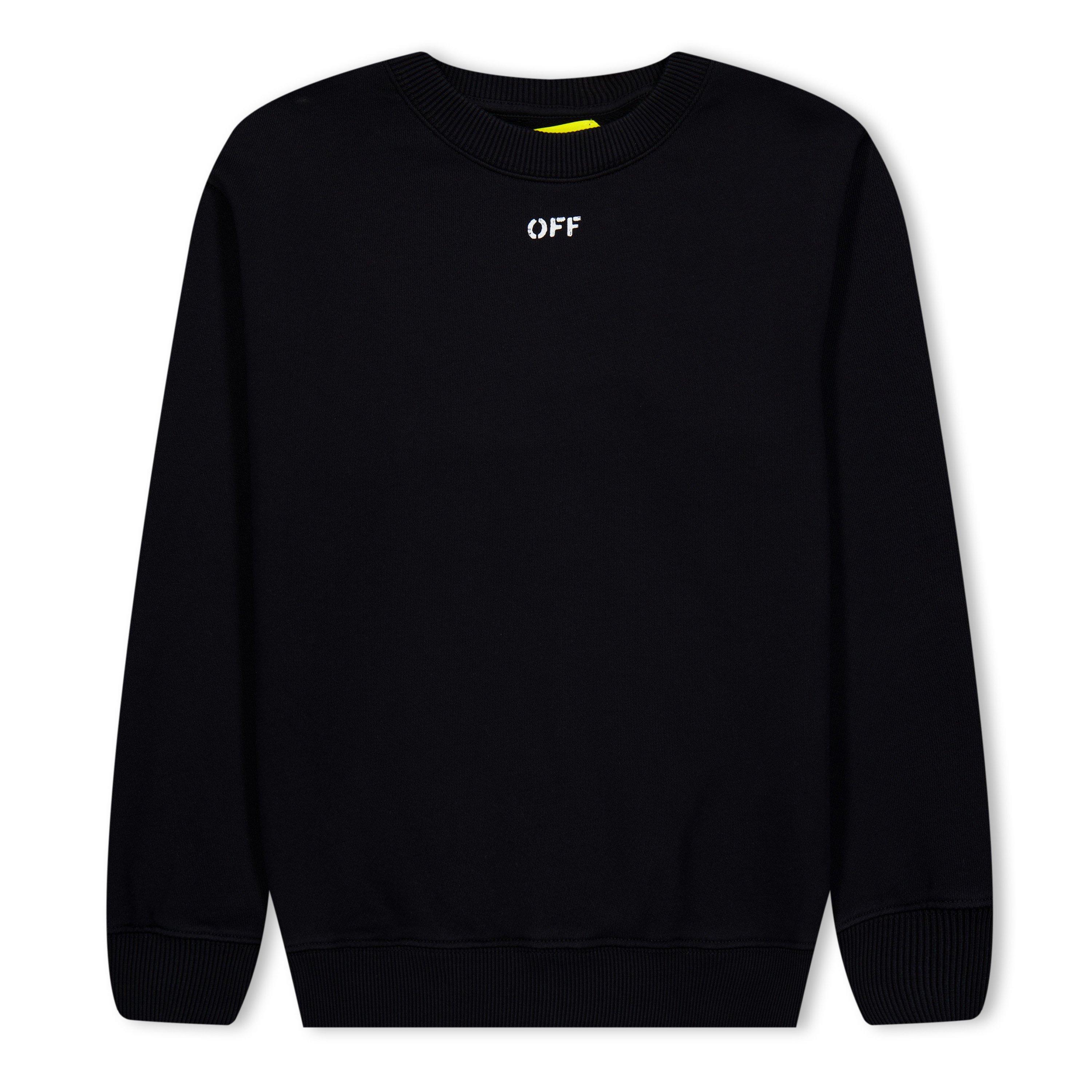 Black 1001 - Off White - Kids' Stamp Cotton Long Sleeve Crew Sweatshirt - 1