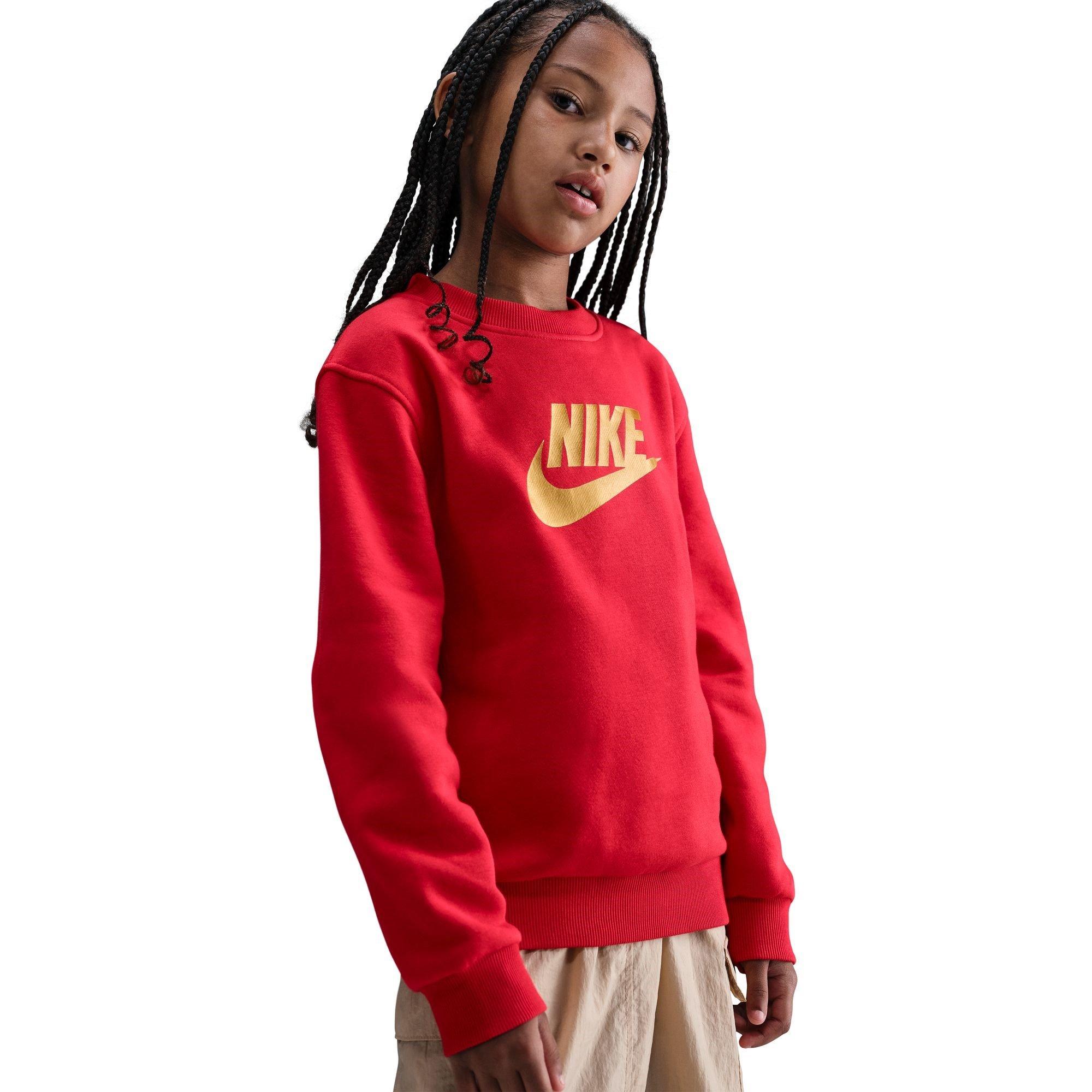 Rood/Goud - Nike - Kids' Club Fleece Crew Sweatshirt - 2
