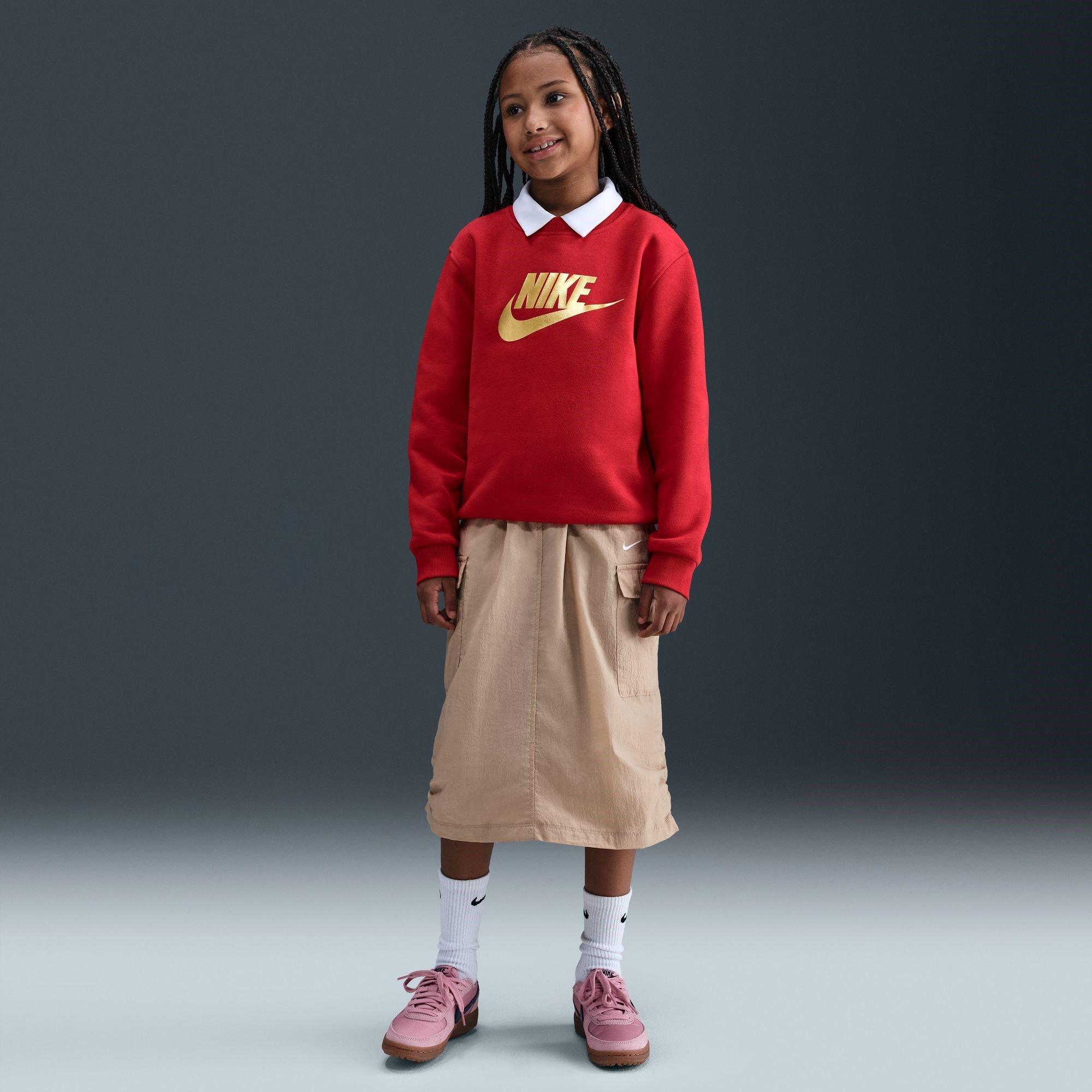 Rood/Goud - Nike - Kids' Club Fleece Crew Sweatshirt - 11