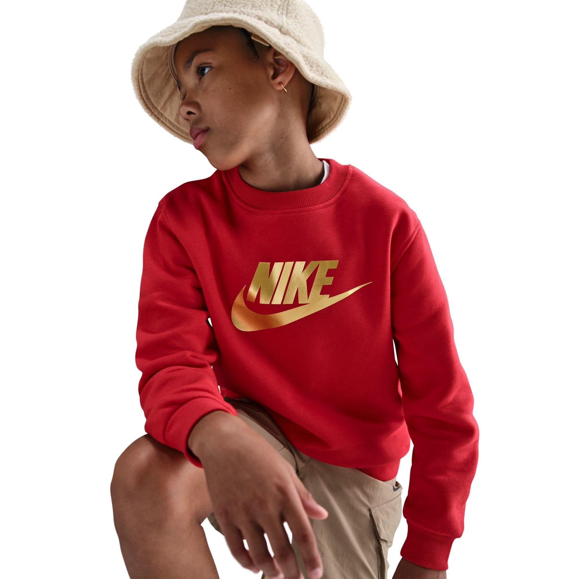Rood/Goud - Nike - Kids' Club Fleece Crew Sweatshirt - 3