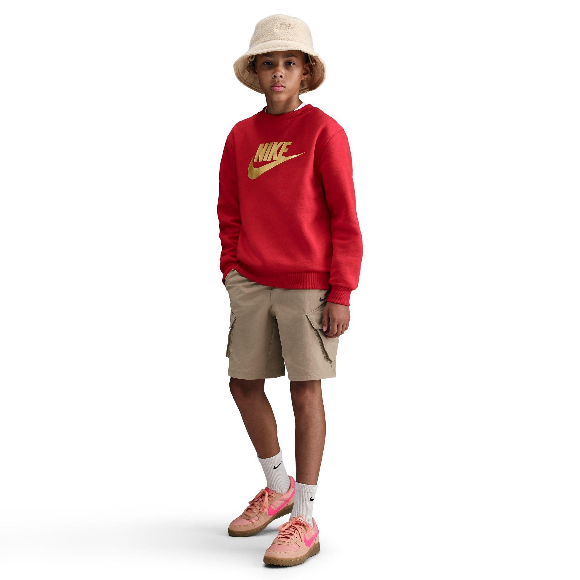 Rood/Goud - Nike - Kids' Club Fleece Crew Sweatshirt - 7