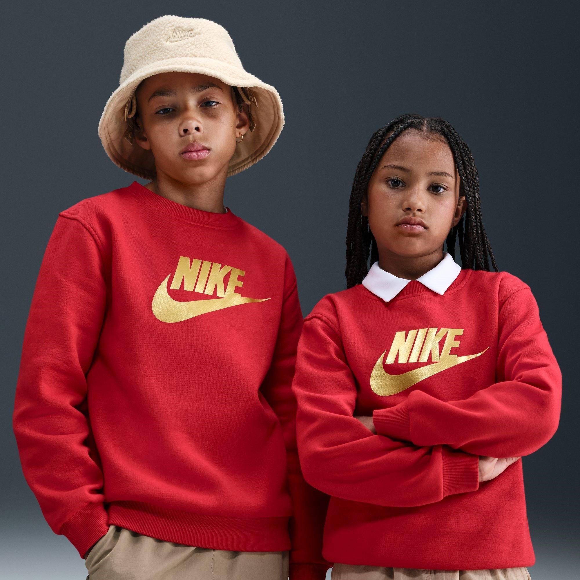 Rood/Goud - Nike - Kids' Club Fleece Crew Sweatshirt - 8