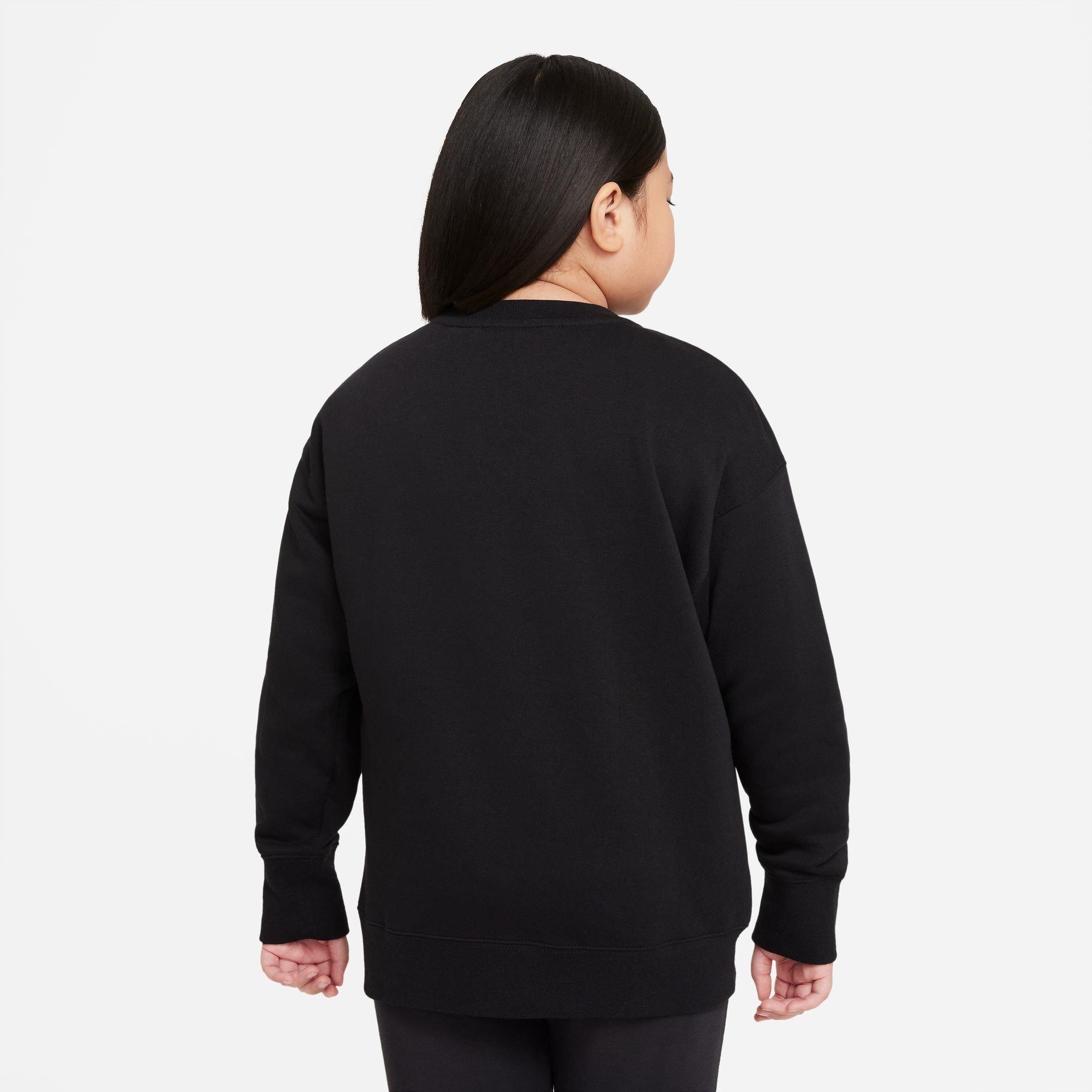 Schwarz/Weiß - Nike - Sportswear Club Fleece Big Kids' (Girls') Crew (Extended Size) Sweatshirt Girls - 2