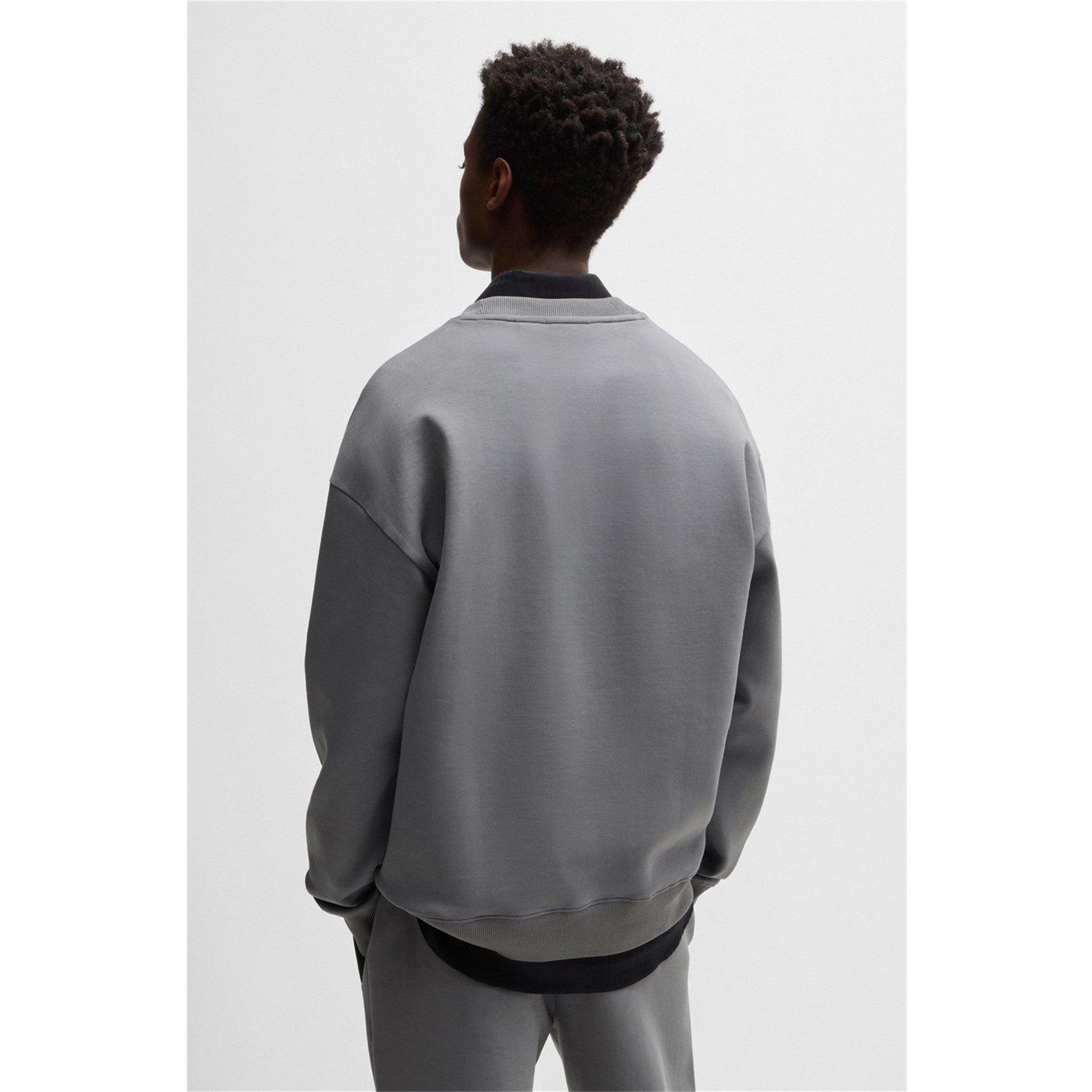 Open Grey 086 - Hugo - Mens HUGO Crew-Neck Long Sleeve Sweatshirt with Logo Detail (Dettil) - 4