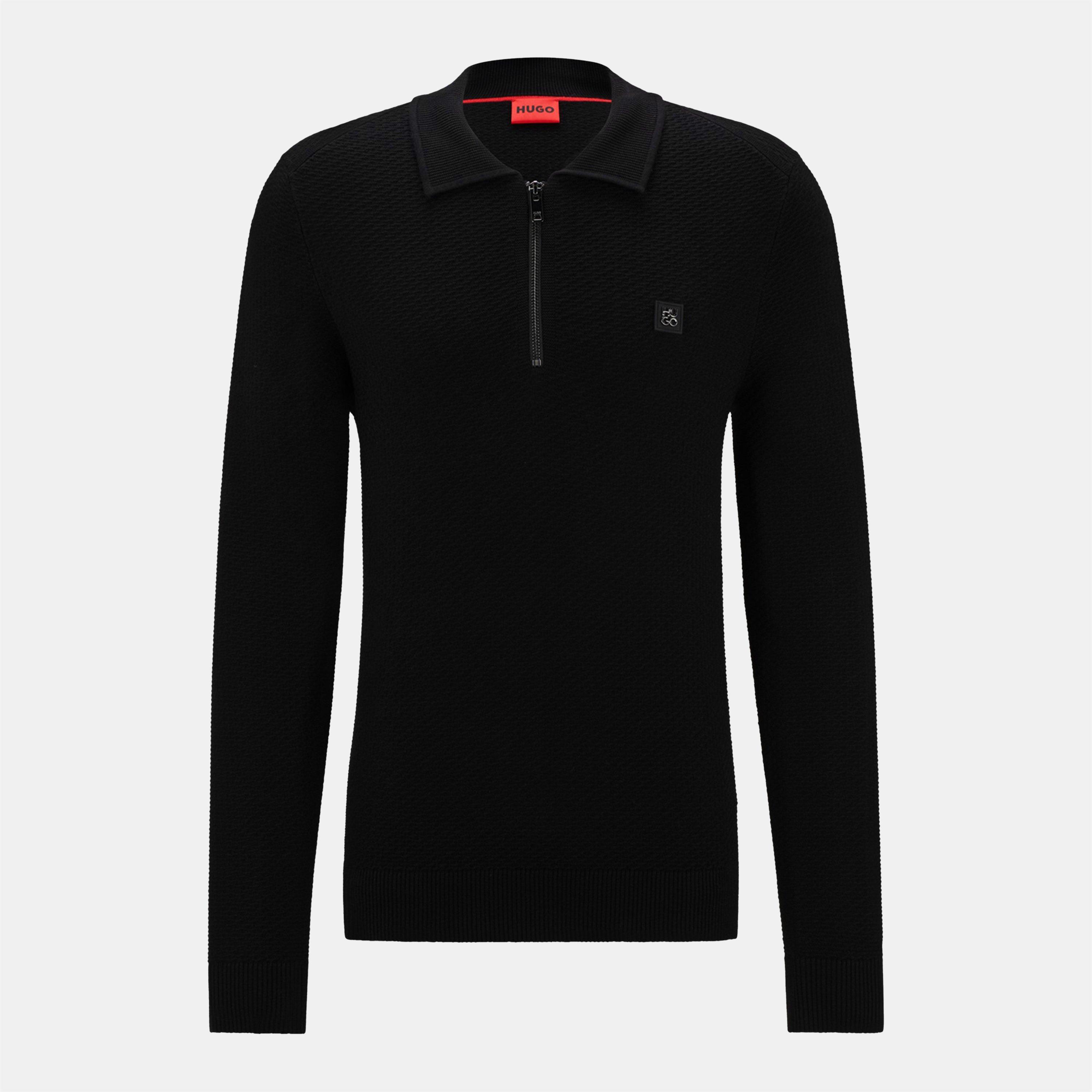 Black 001 - Hugo - Sastoon Knitted Polo Shirt - 1