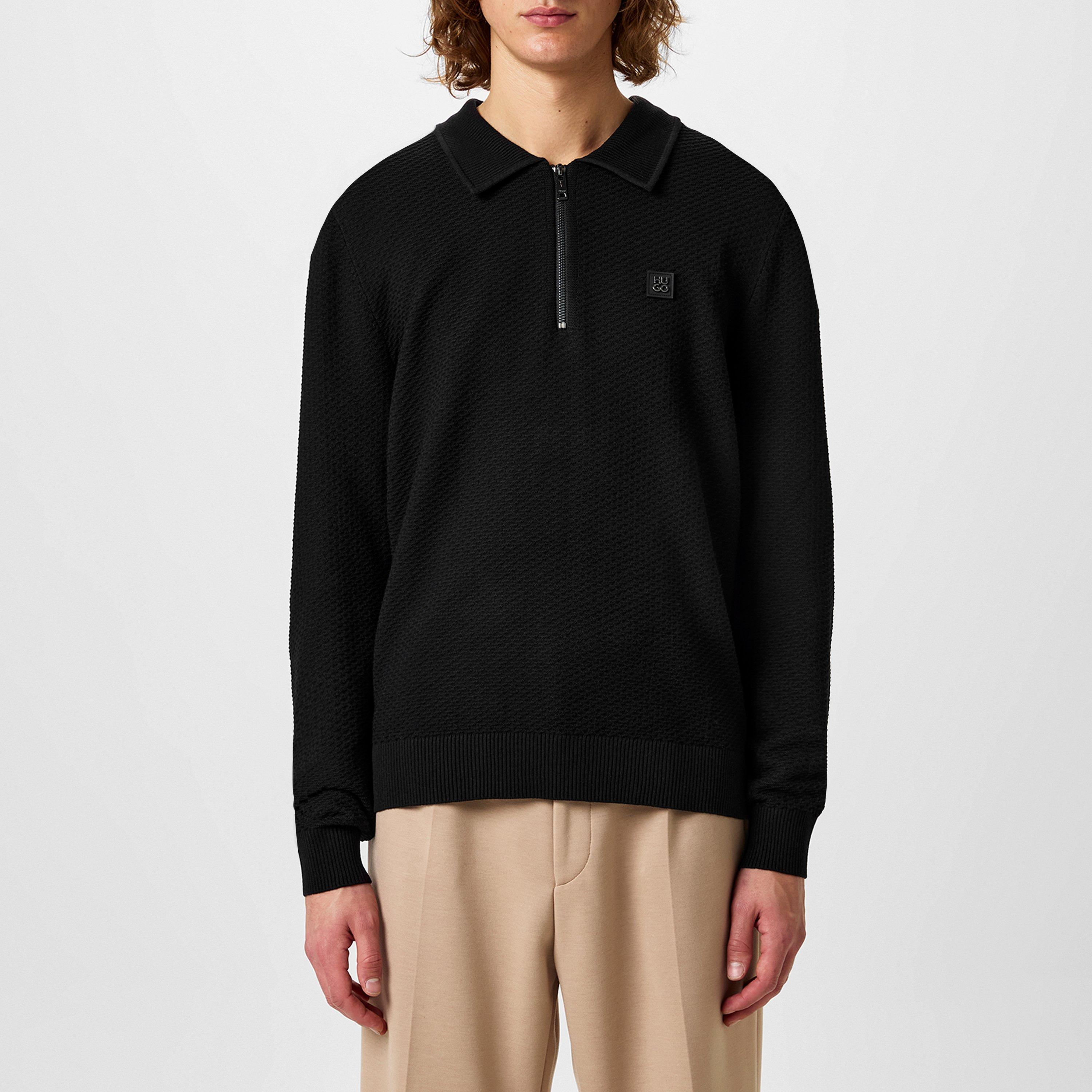Black 001 - Hugo - Sastoon Knitted Polo Shirt - 3