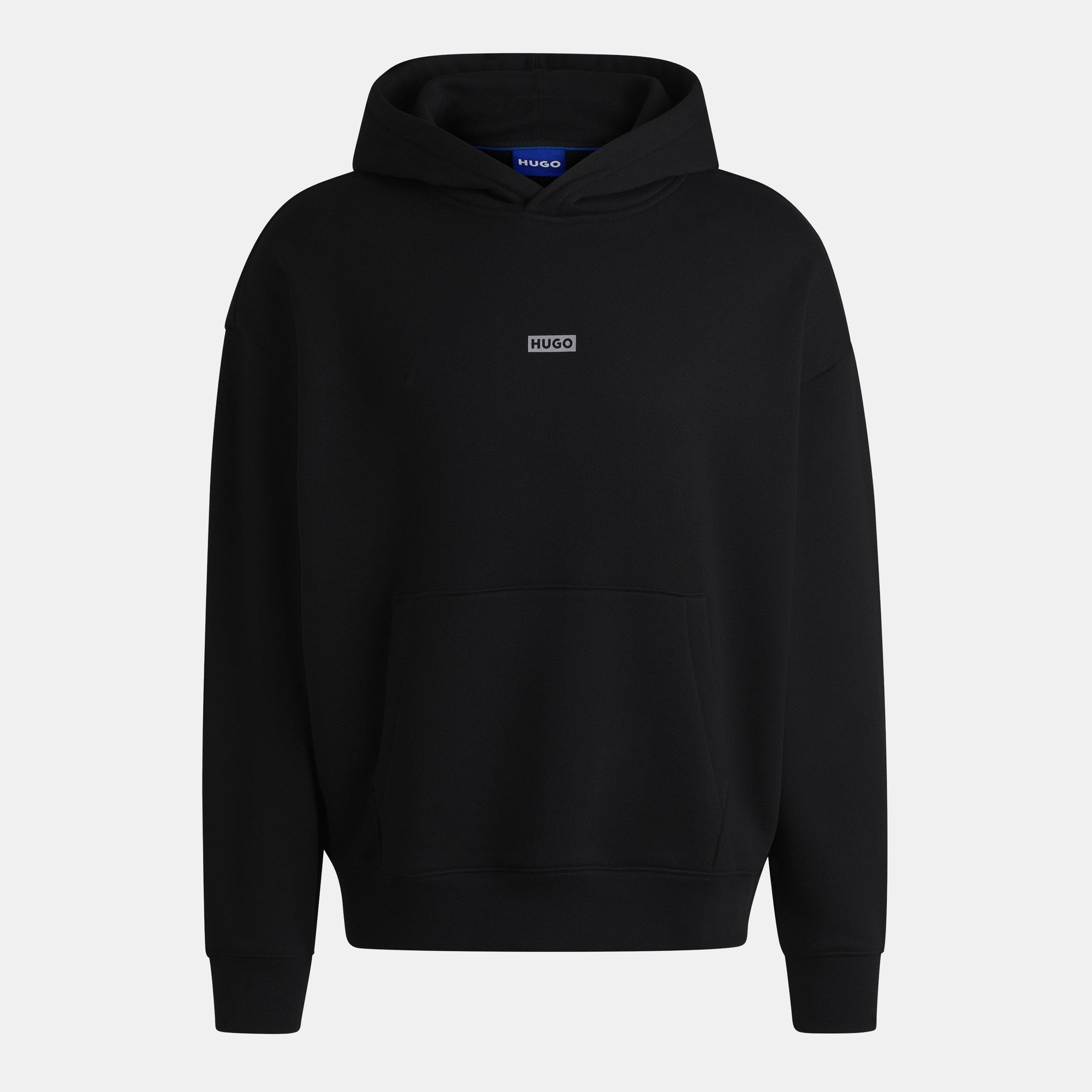 Hugo Men's Nazardo Drawstring Hoodie With Modern Logo Detail - Black 002 - XL