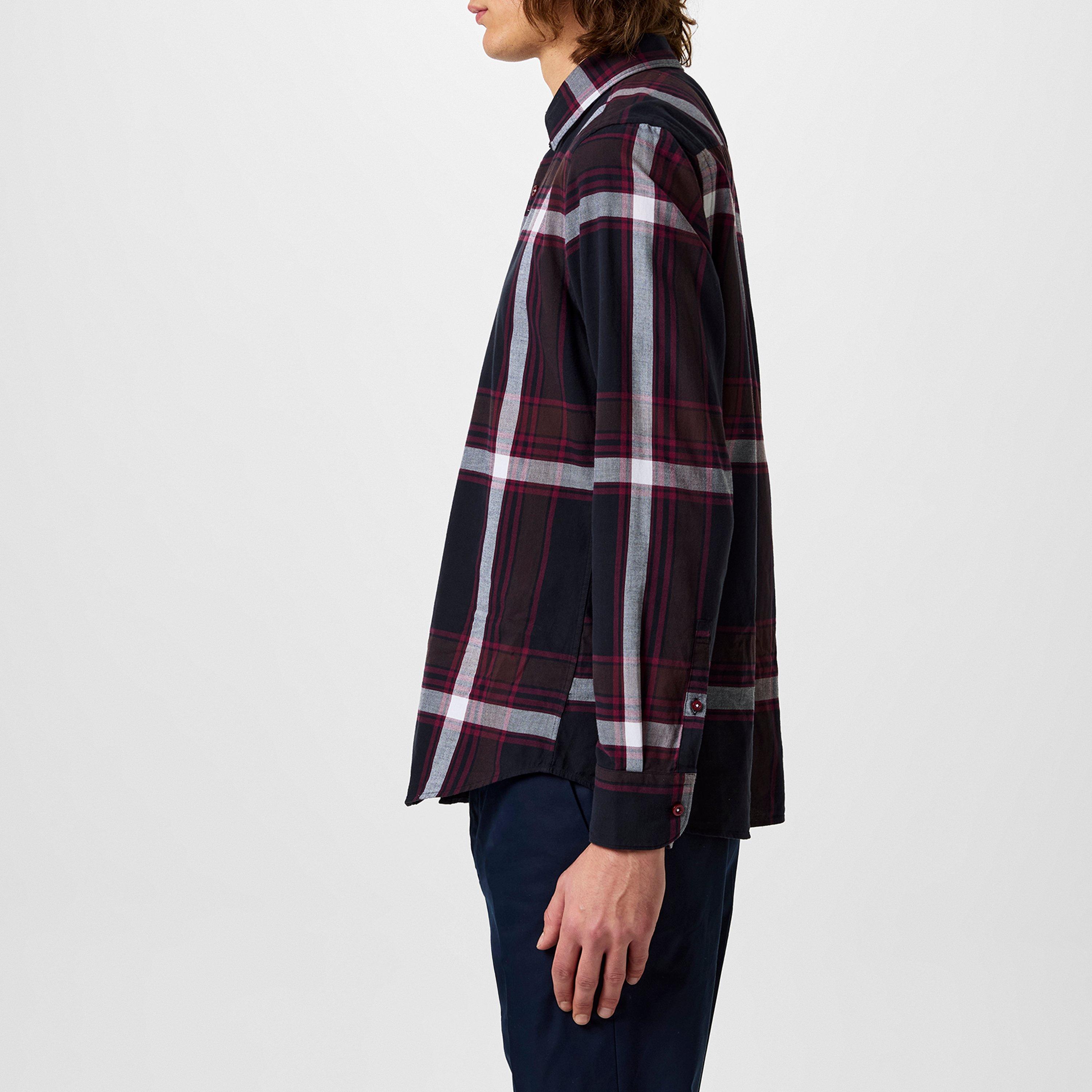 Dark Red 605 - Boss - Men's HBB CHALkent Chk Curved Hemline Shirt - 5