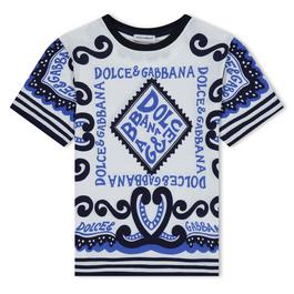 Dolce and Gabbana Marina Print Cotton T Shirt Juniors