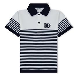 Dolce and Gabbana Logo Striped Polo Shirt Juniors