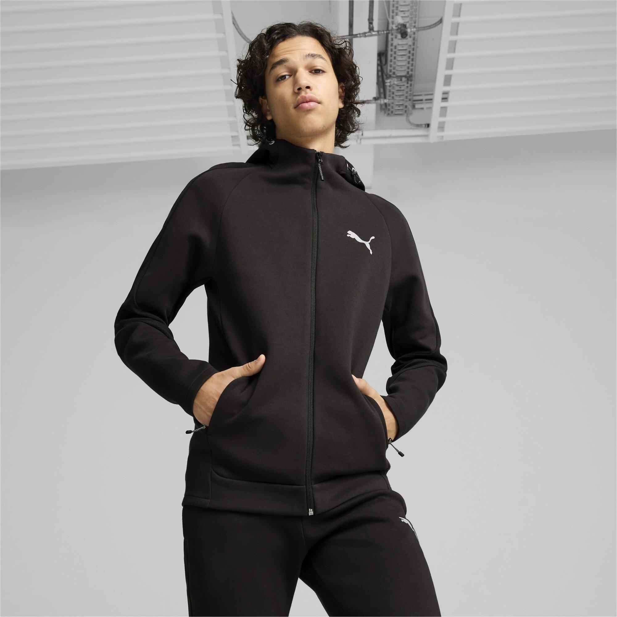 Puma Black - Puma - Men's EVOSTRIPE Full Zip Fleece Fabric - 3