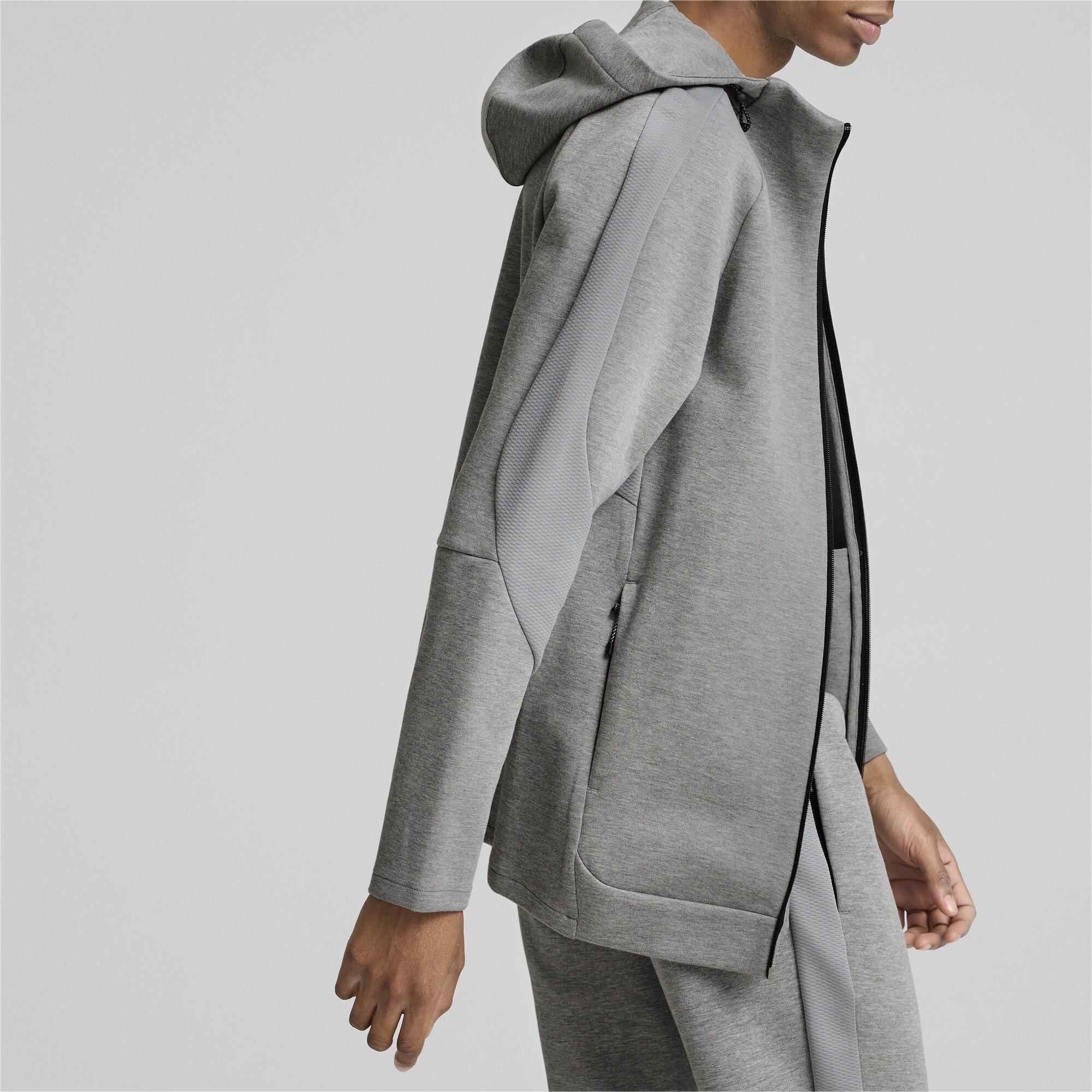 Grå Heather - Puma - EVOSTRIPE Full Zip Fleece Fabric - 3