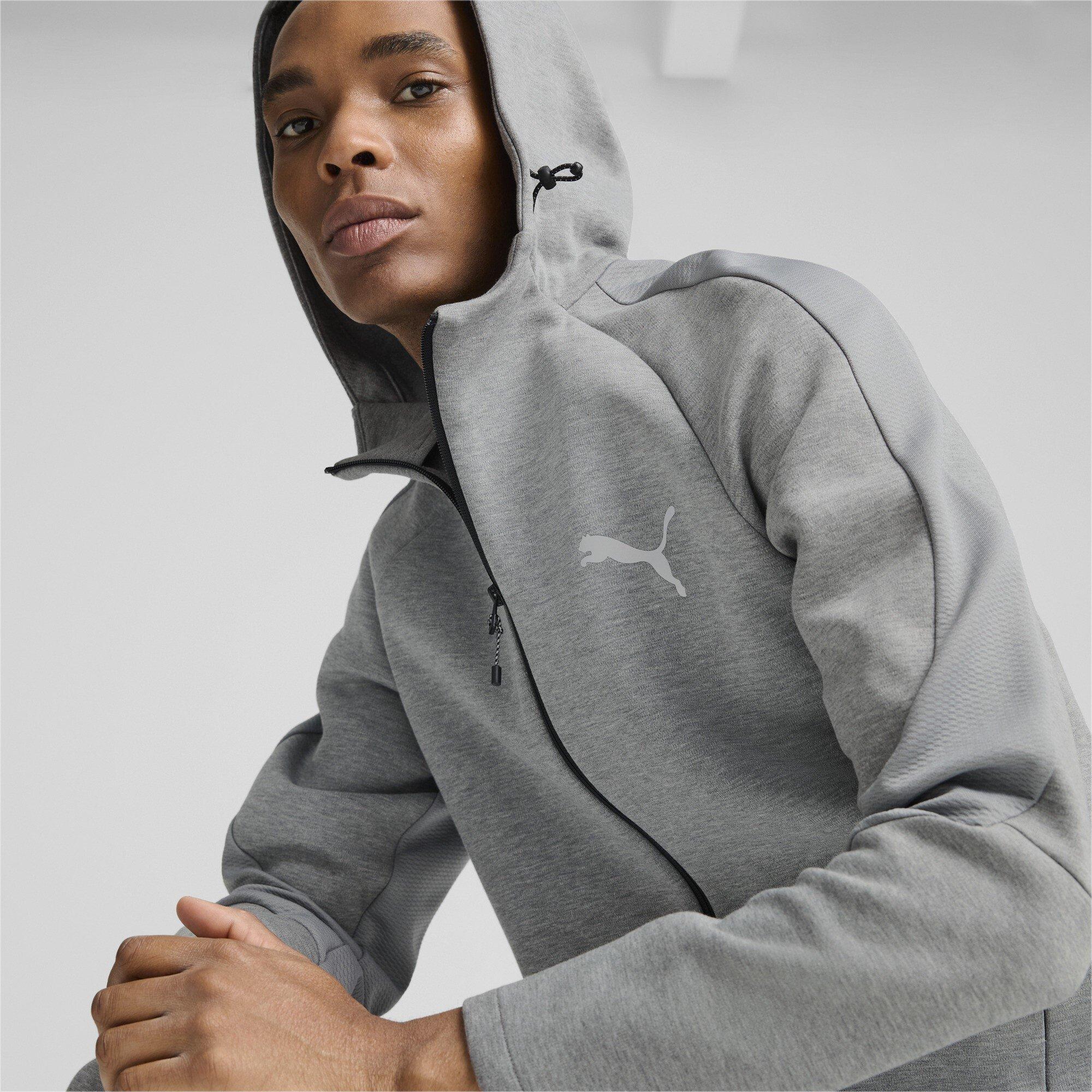 Grå Heather - Puma - EVOSTRIPE Full Zip Fleece Fabric - 6