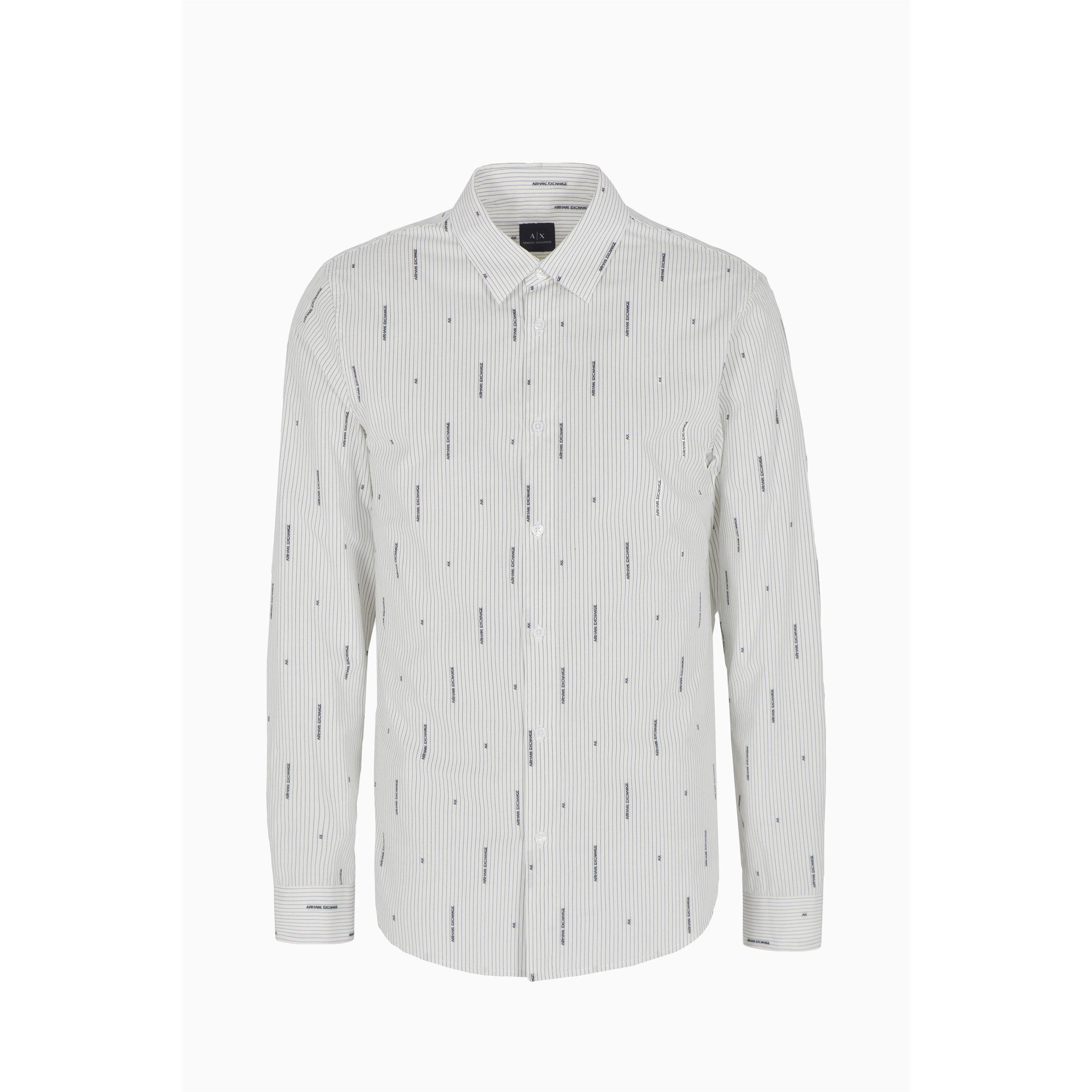 White 51BA - Armani Exchange - Men's Long-Sleeve Patterned Shirt - 1