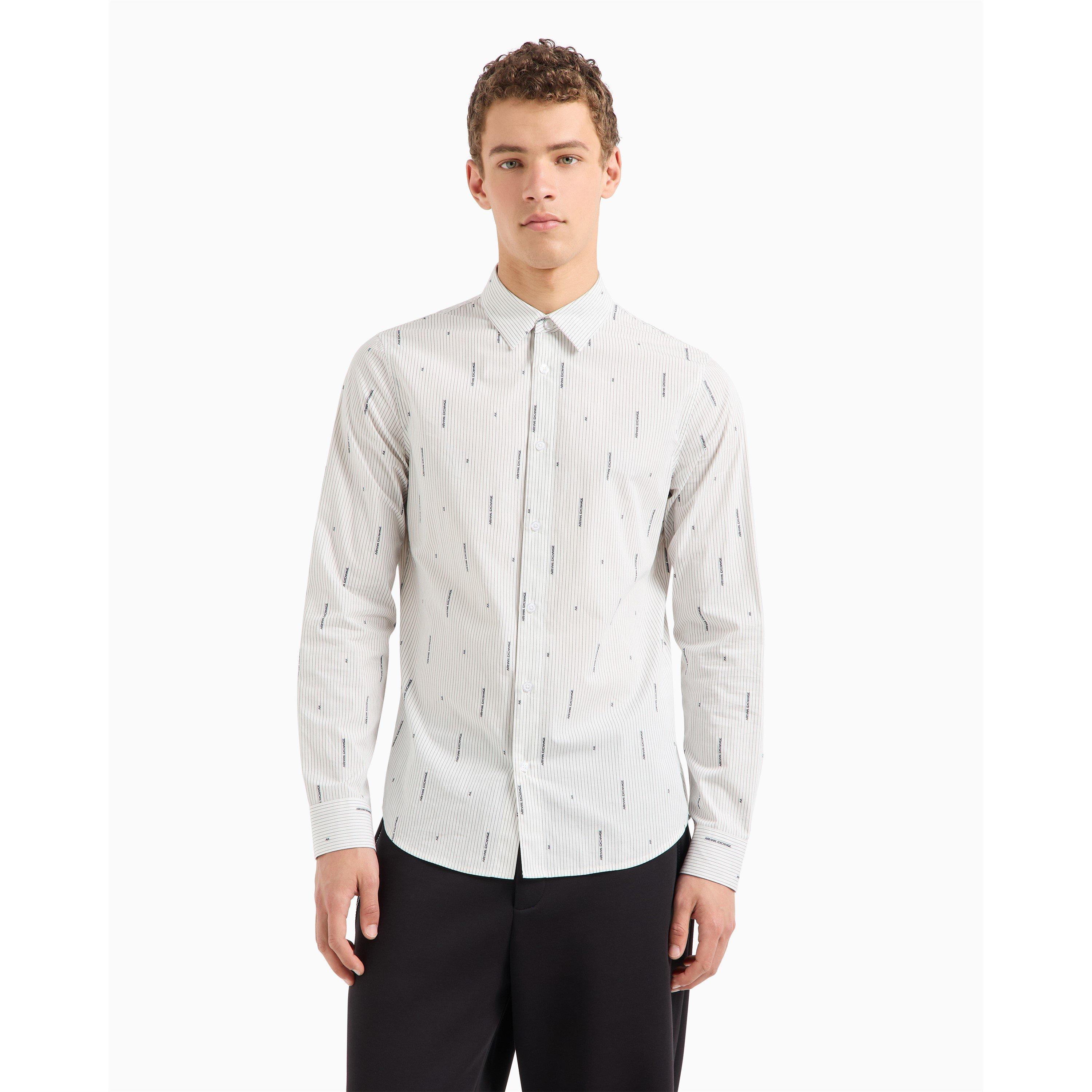 White 51BA - Armani Exchange - Men's Long-Sleeve Patterned Shirt - 2