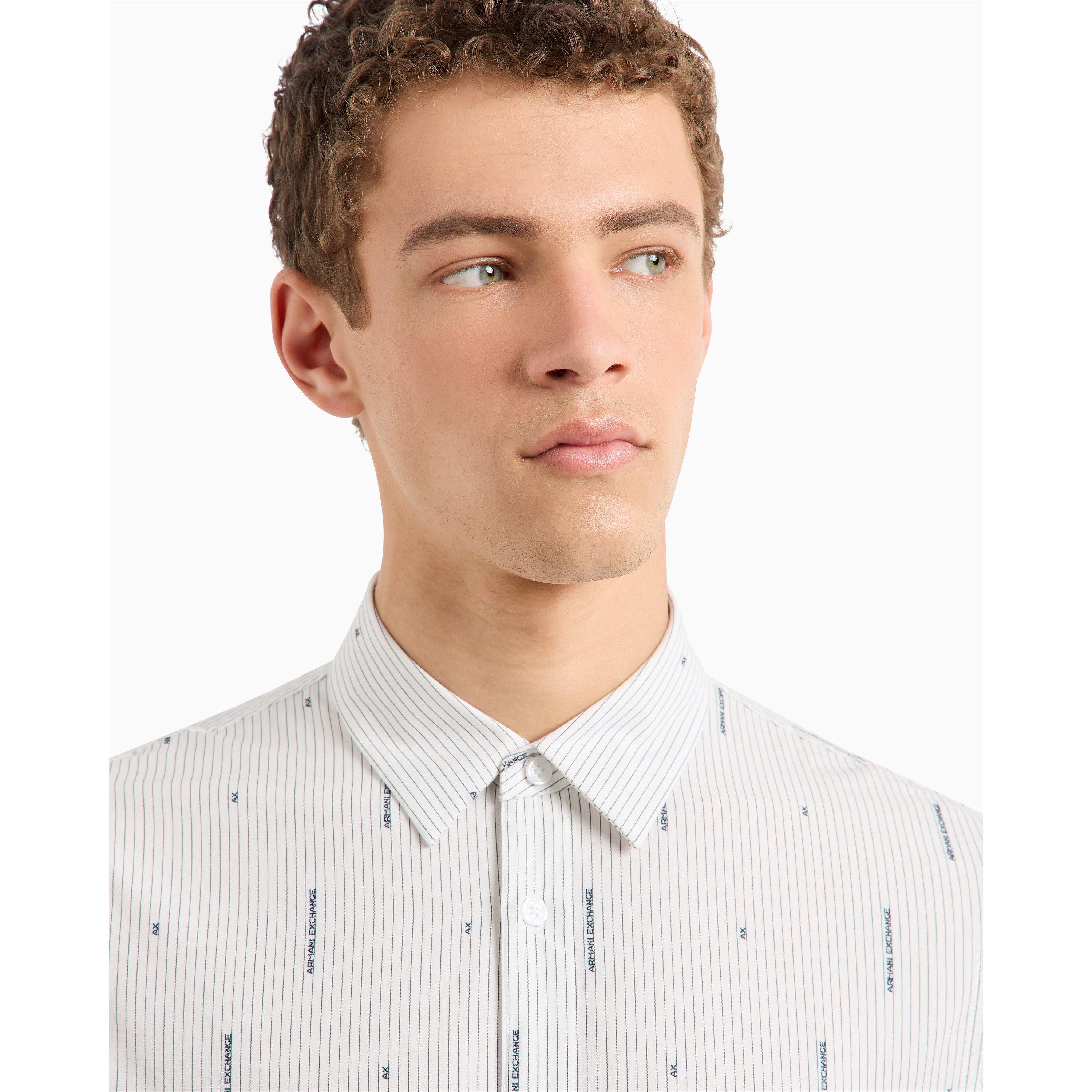 White 51BA - Armani Exchange - Men's Long-Sleeve Patterned Shirt - 4