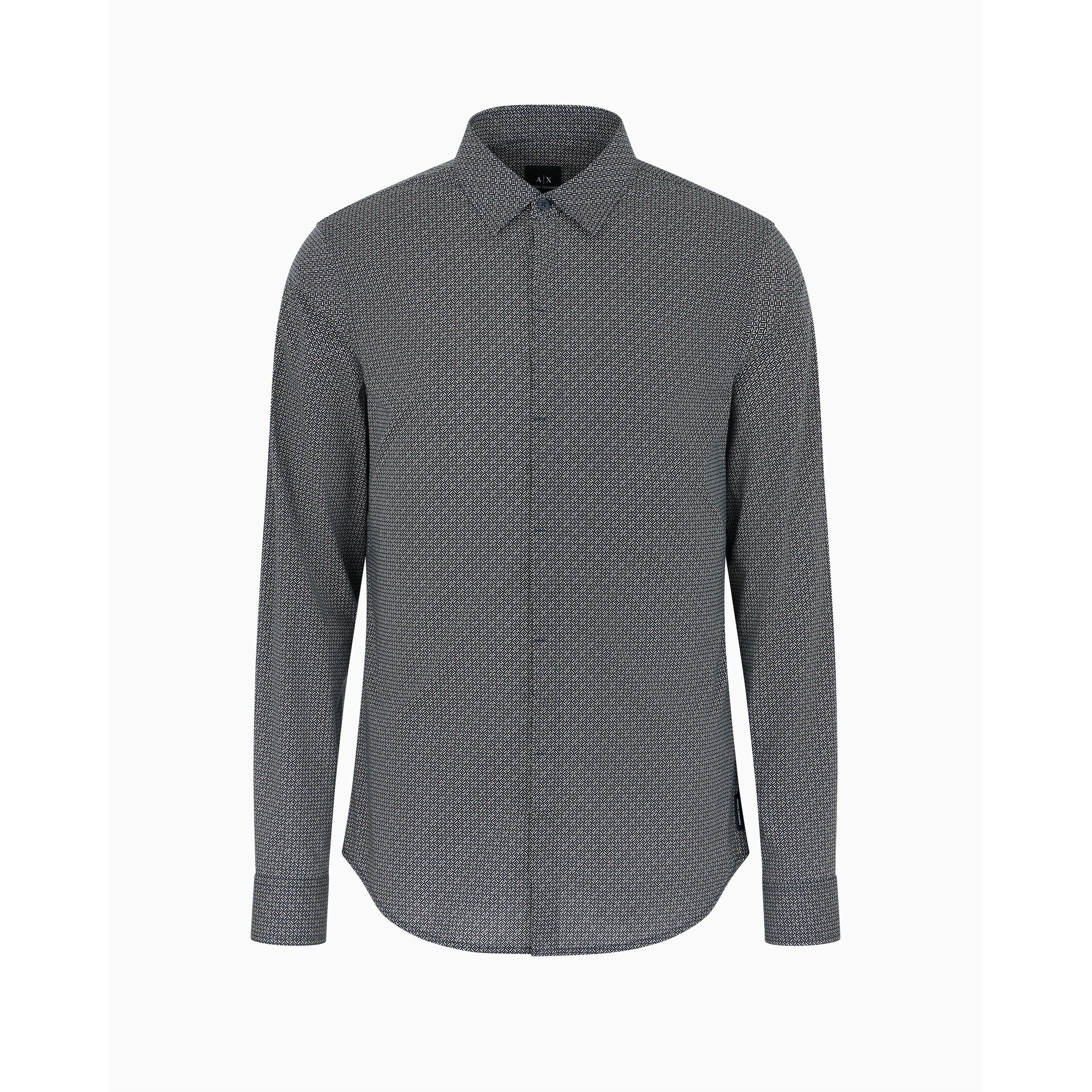 Navy Multi 45AV - Armani Exchange - Men's Long-Sleeve Patterned Shirt - 4