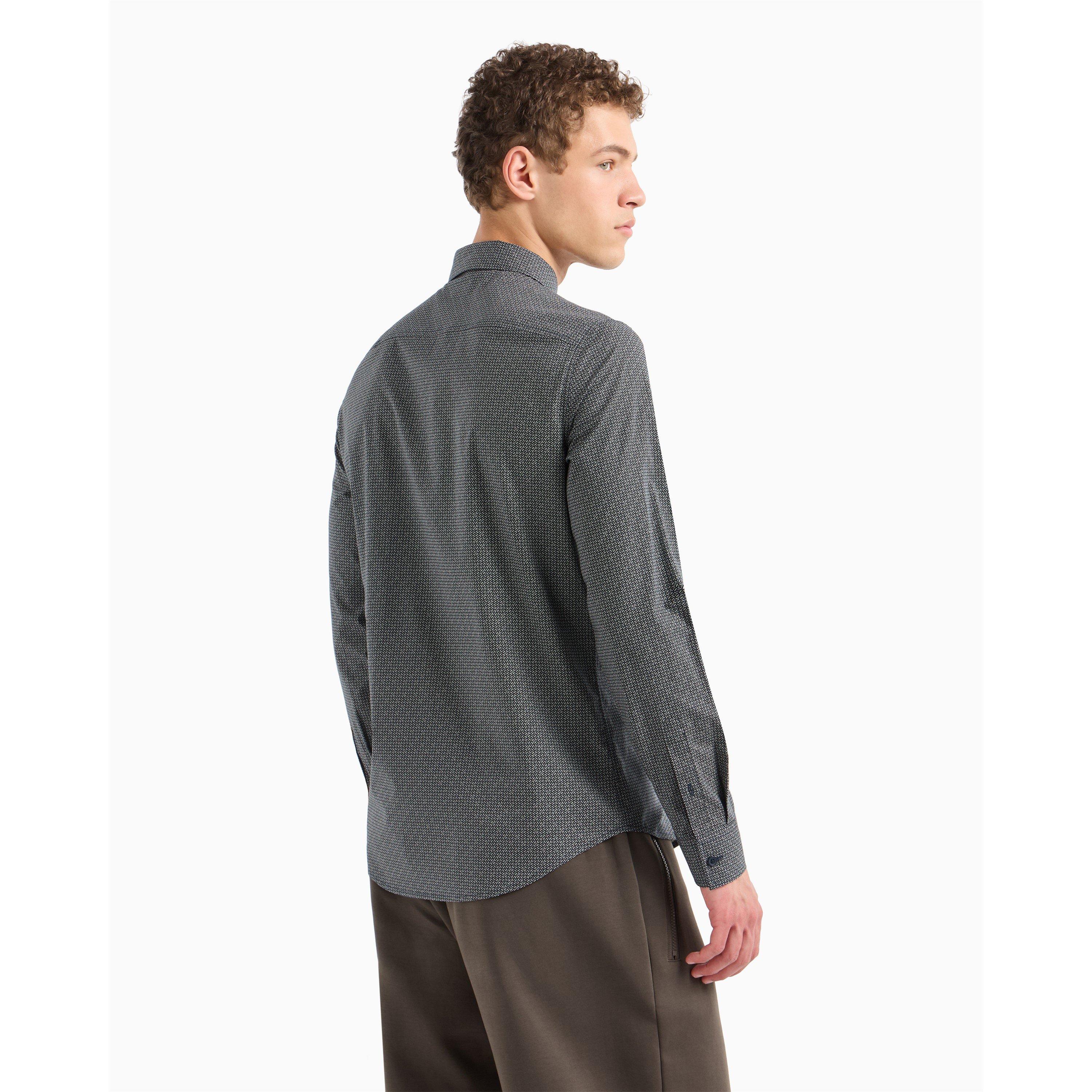 Navy Multi 45AV - Armani Exchange - Men's Long-Sleeve Patterned Shirt - 2