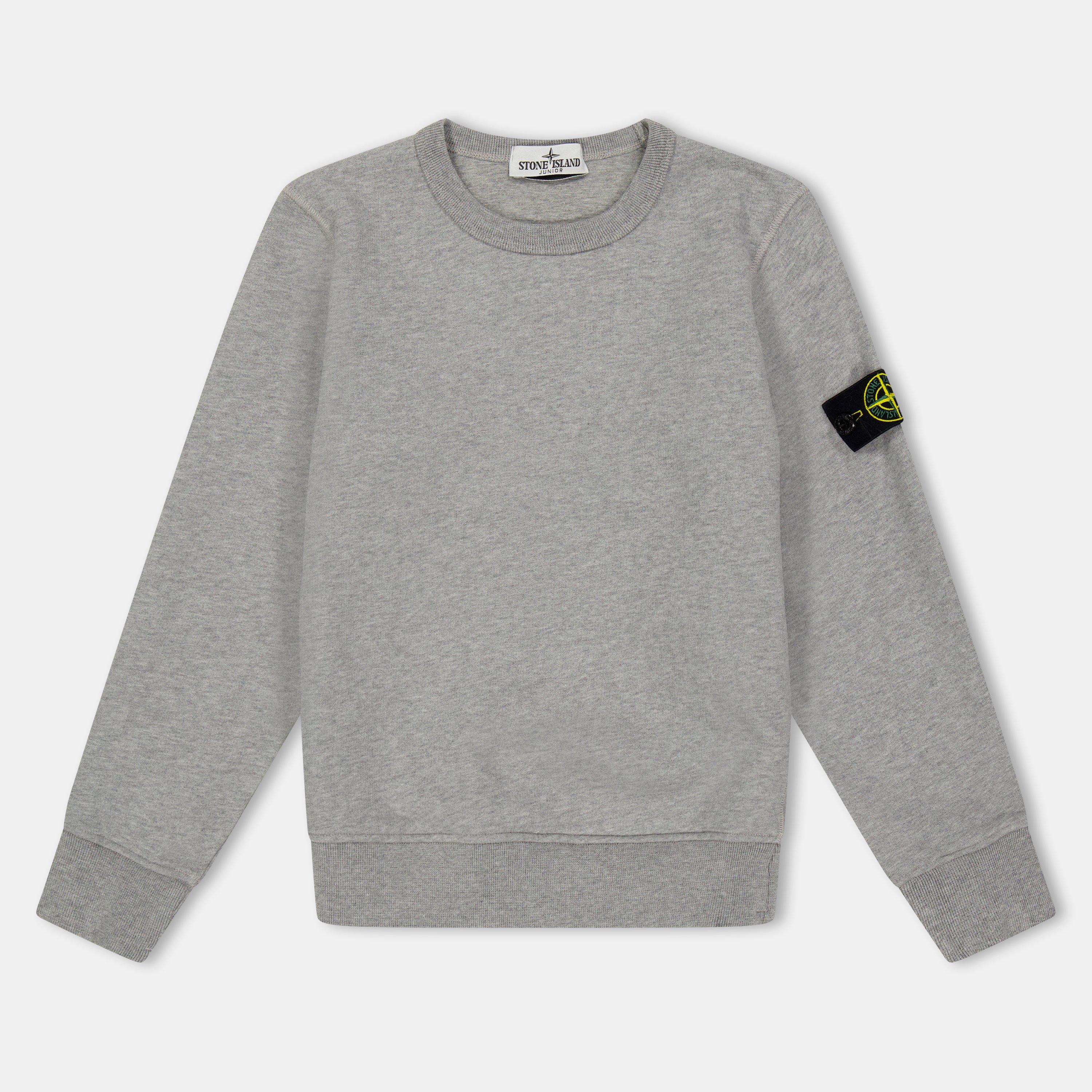 Stone Island Badge Crew Sweater Juniors - Grey Mel V0M64 - 14 Years