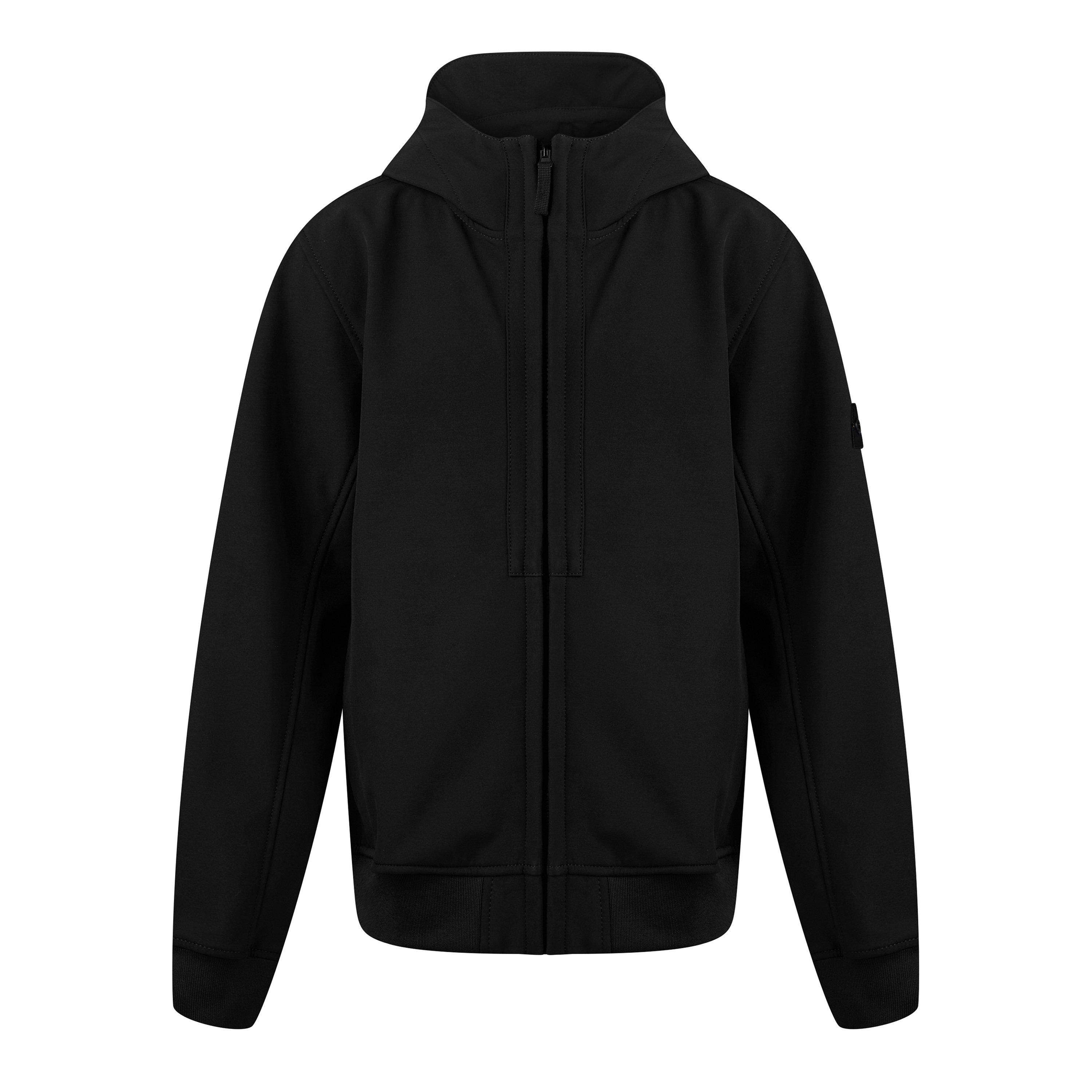 Black V0029 - Stone Island - Kids' Hooded Long Sleeve Softshell Jacket - 1