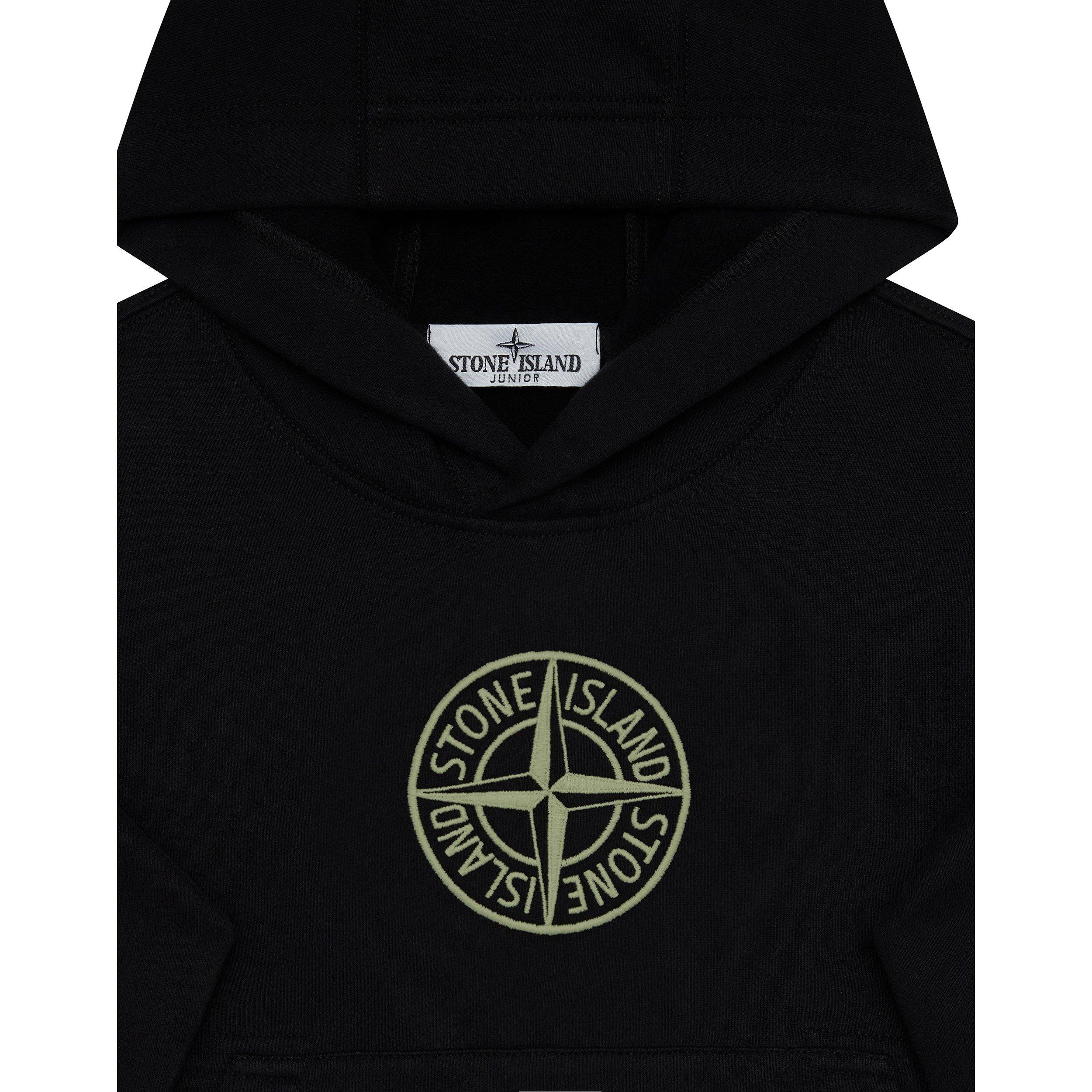 Black V0029 - Stone Island - Compass Over The Head Hoodie Juniors - 3