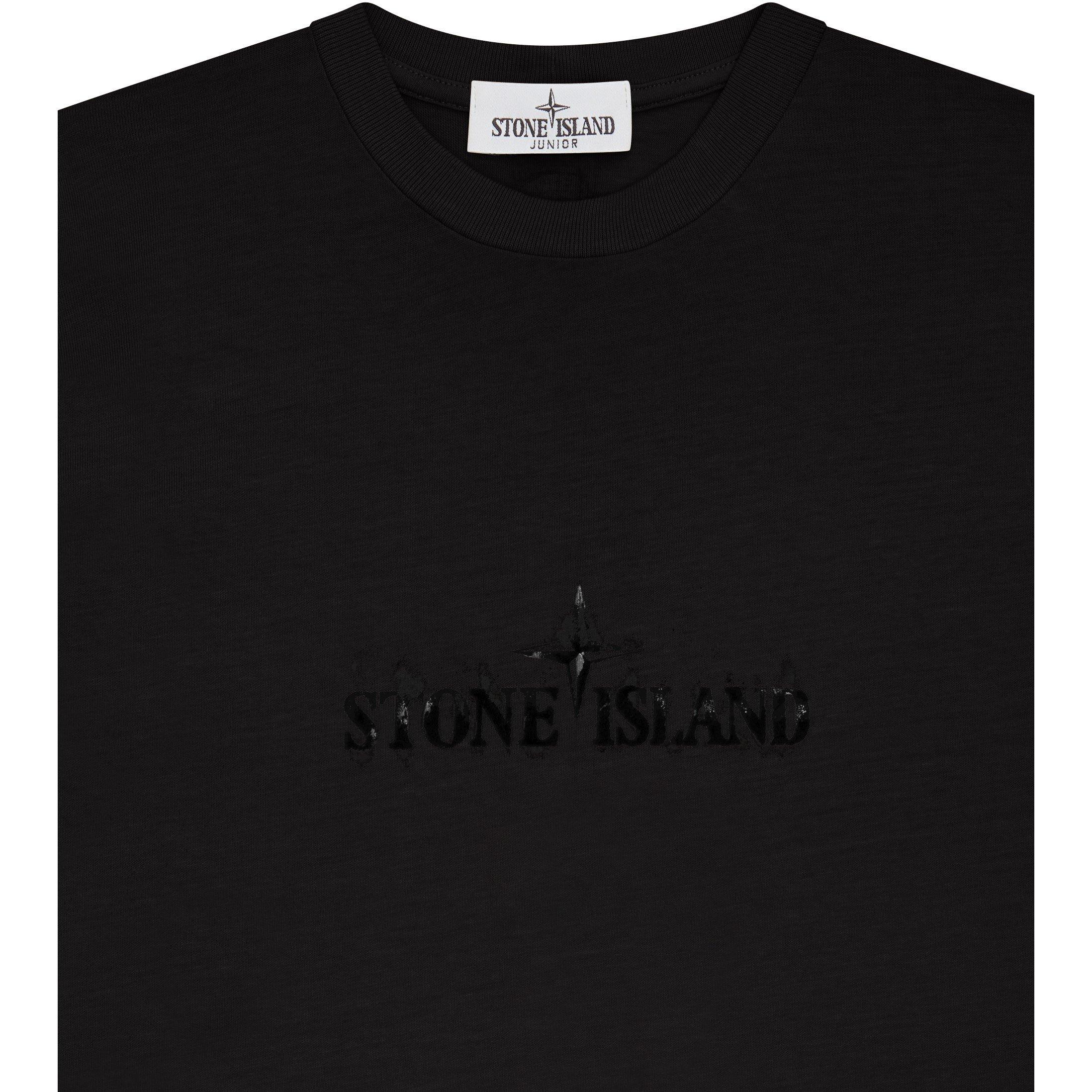 Black V0029 - Stone Island - Distressed Logo T-Shirt - 3