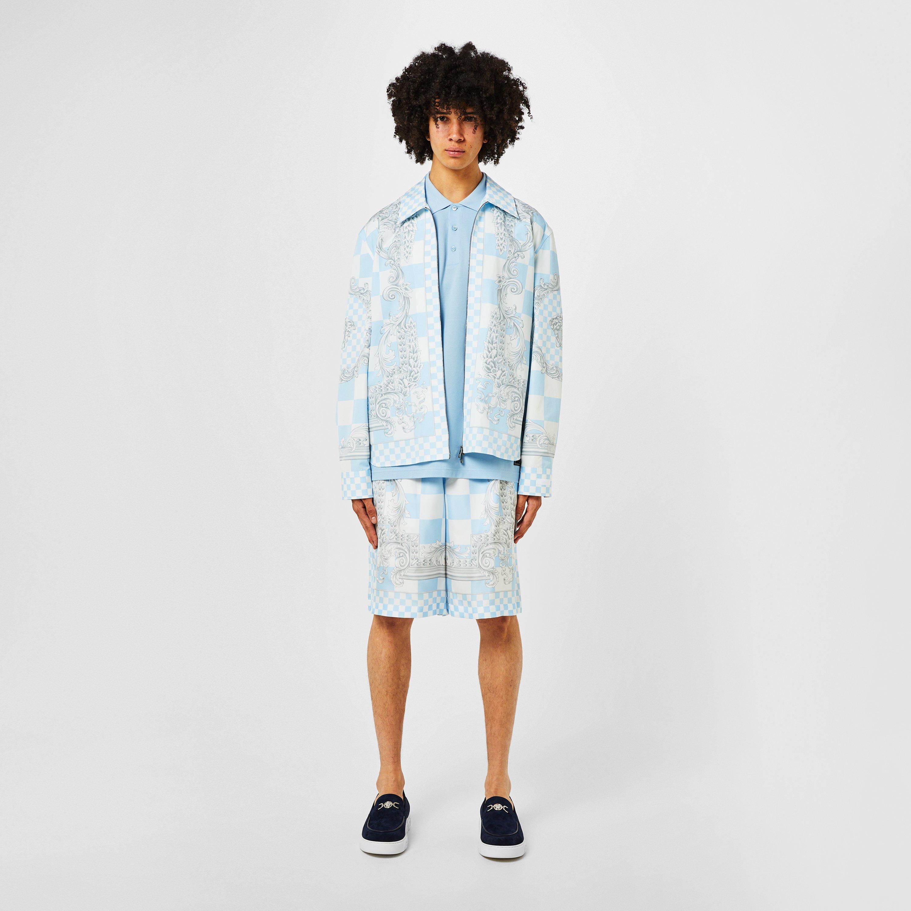 95 Pastel Blue - Versace - Men's Logo Embroidered Short-Sleeve Polo Shirt - 4