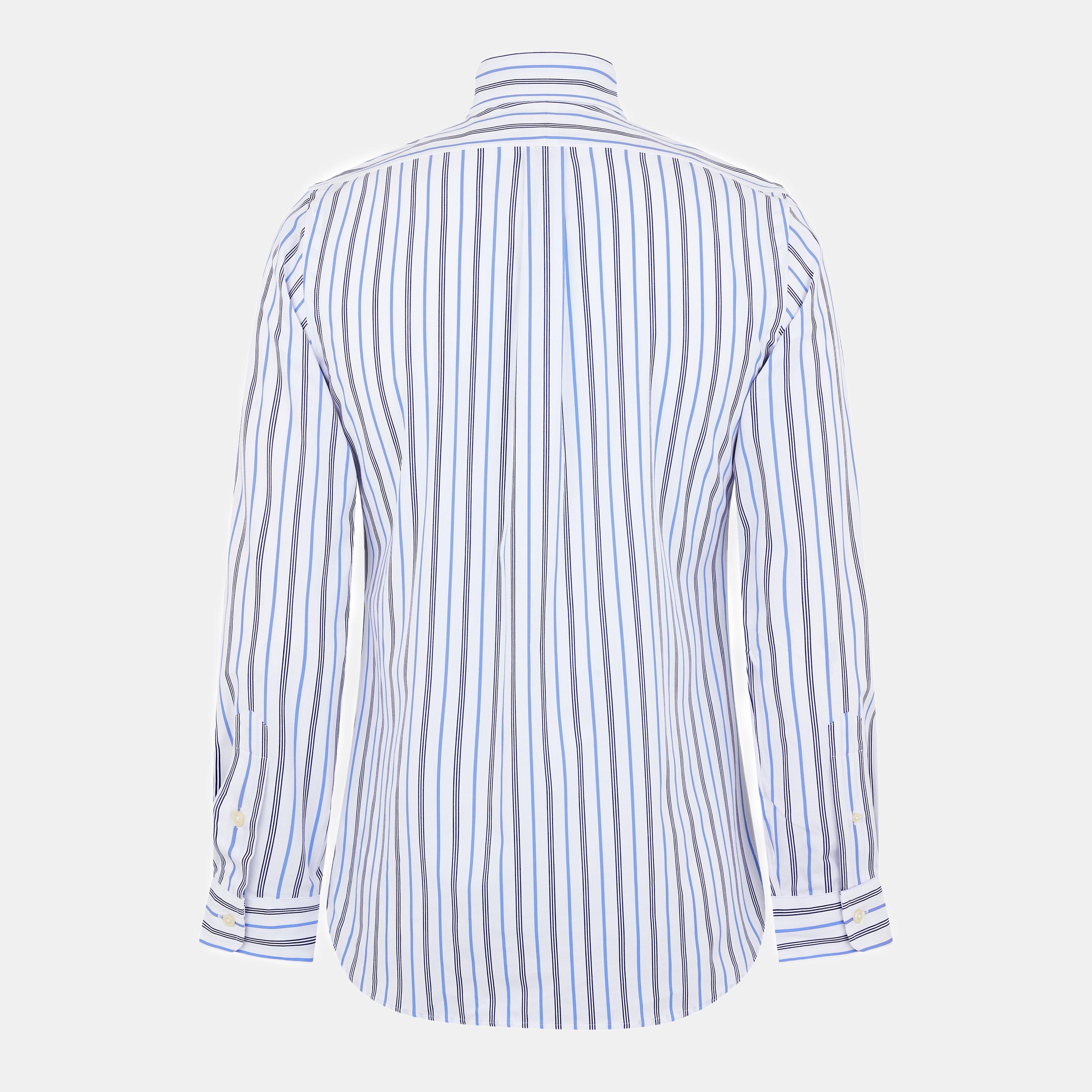 White/Blue - Polo Ralph Lauren - Striped Poplin Shirt - 2