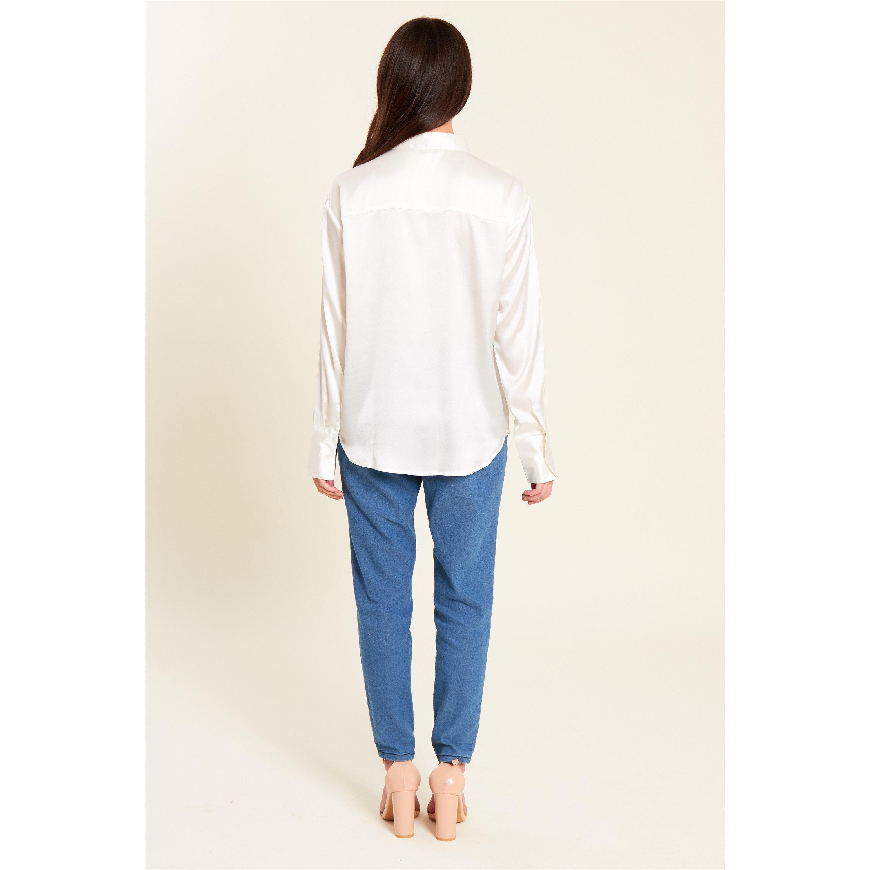 Cream - Be You - Women's Long-Sleeve Satin Blouse - 2