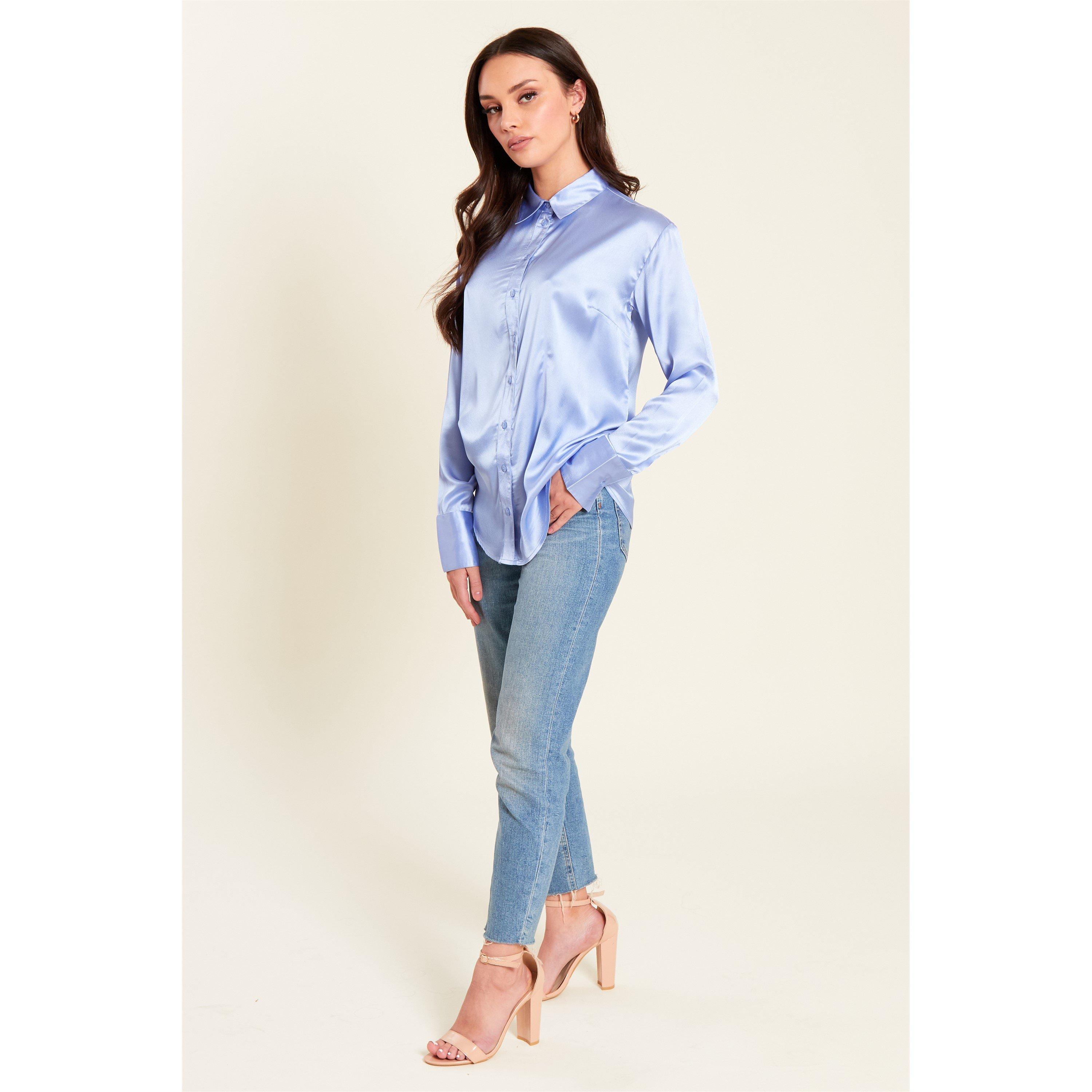 Blauw - Be You - Long-Sleeve Satin Blouse - 3