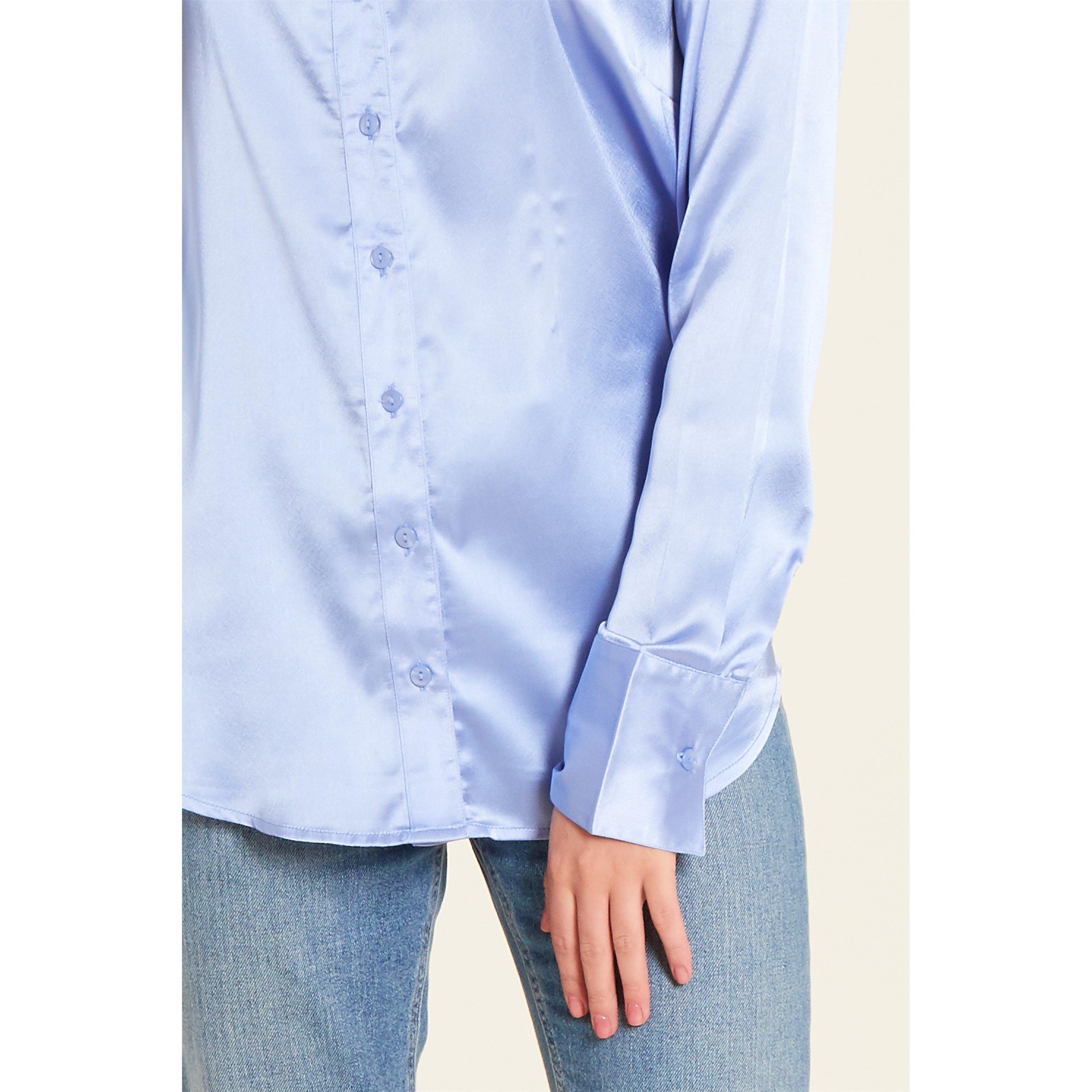 Blauw - Be You - Long-Sleeve Satin Blouse - 4