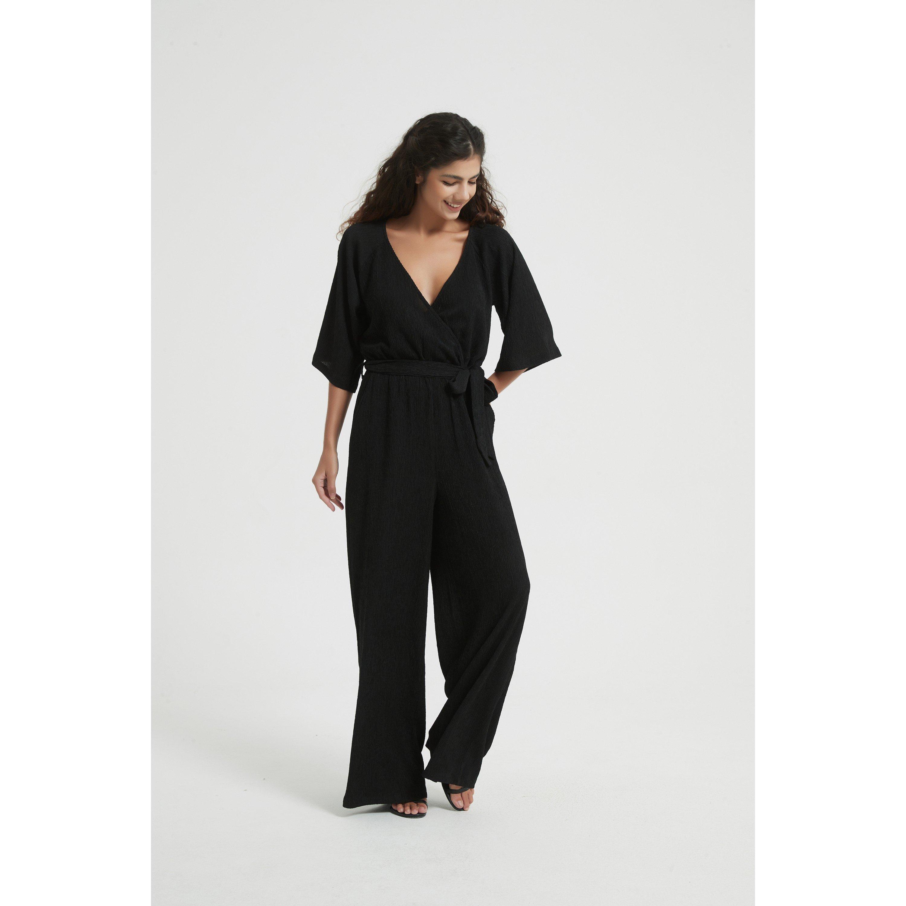 Black - Be You - Wrap Crinkle Jumpsuit - 3