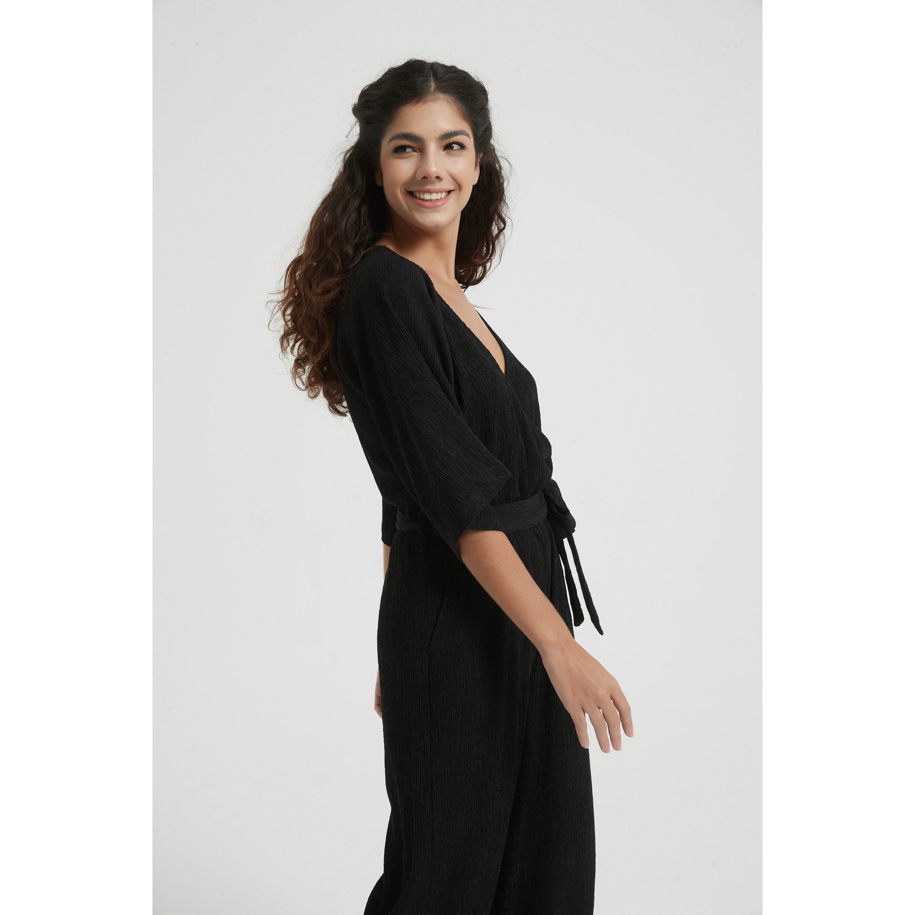 Black - Be You - Wrap Crinkle Jumpsuit - 4