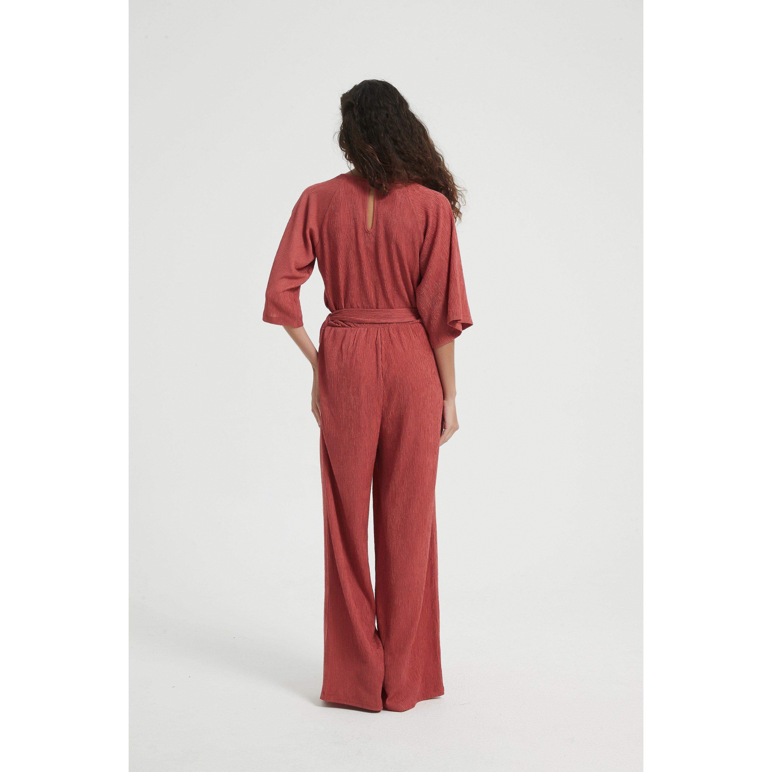 Rust - Be You - Women's Wrap Crinkle Jumpsuit - 3