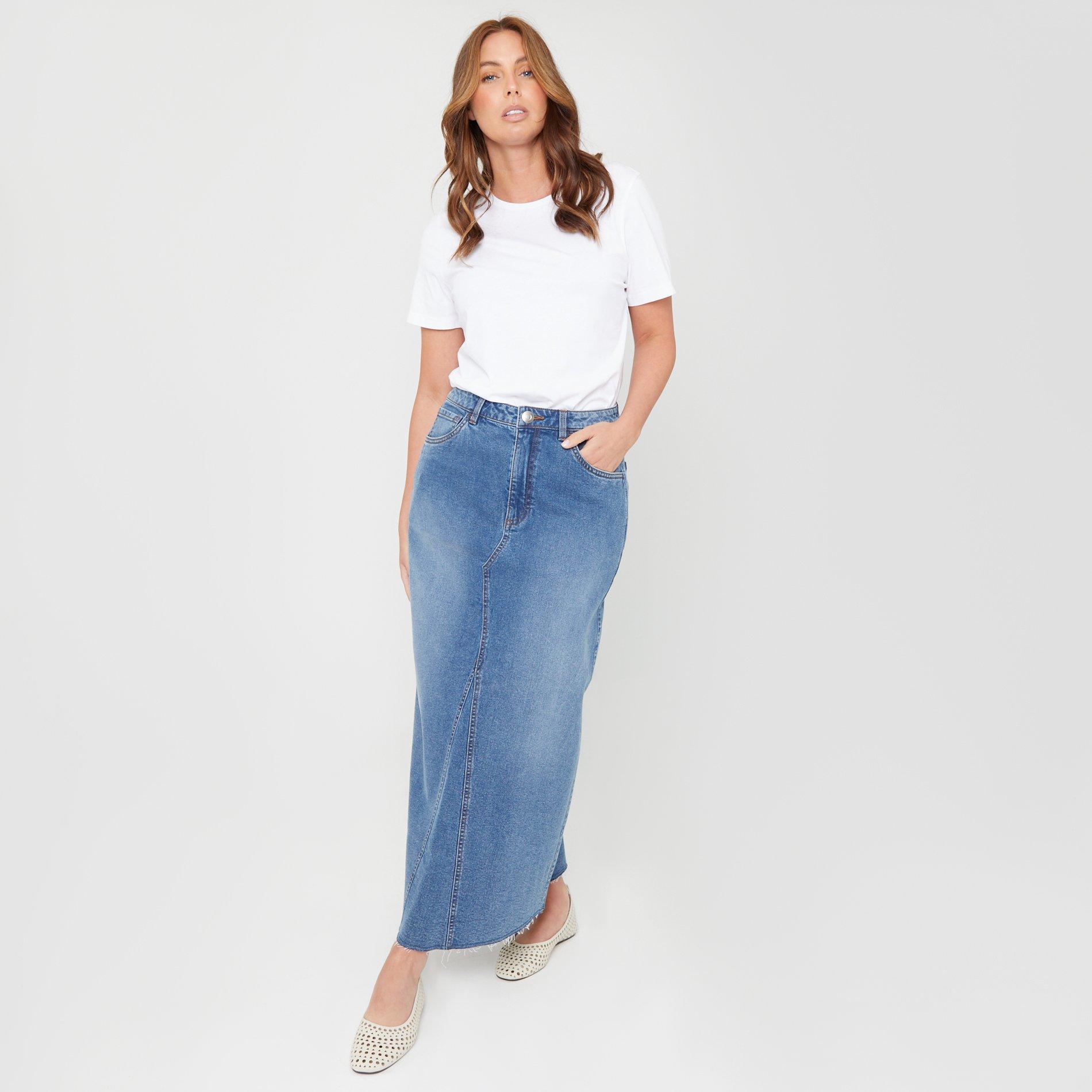 Middenblauwe wassing - Be You - Denim Maxi Skirt - 1