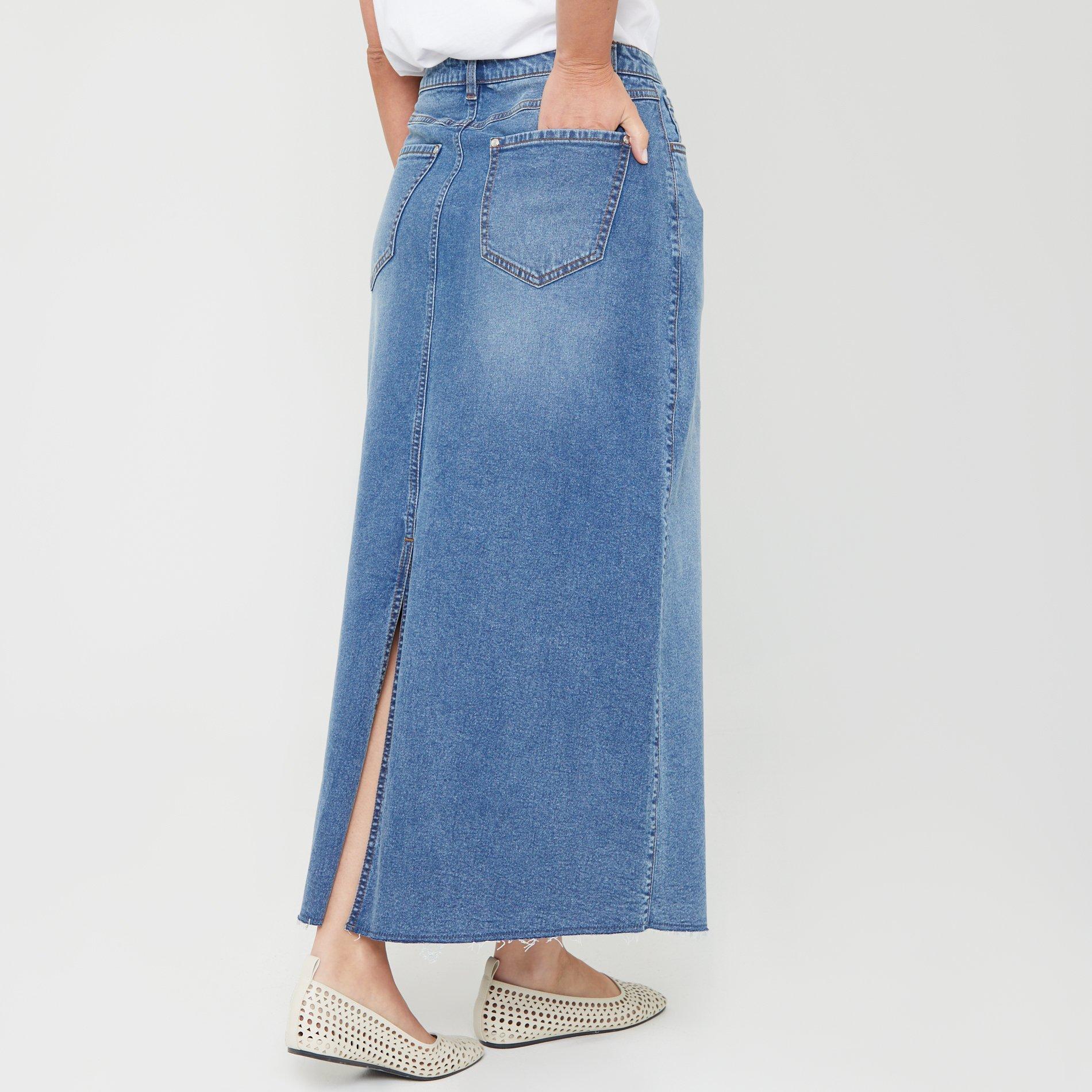 Middenblauwe wassing - Be You - Denim Maxi Skirt - 2