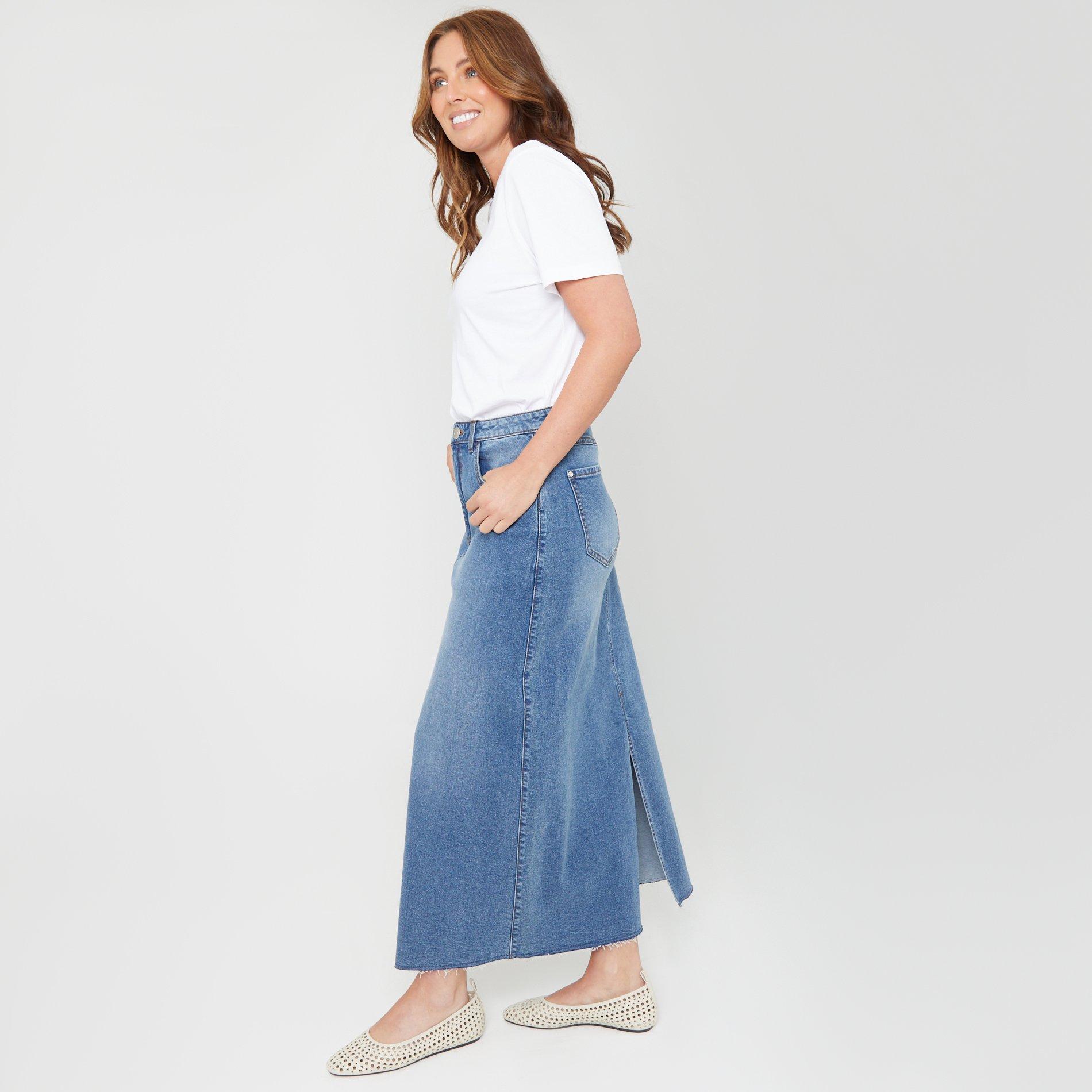Middenblauwe wassing - Be You - Denim Maxi Skirt - 4
