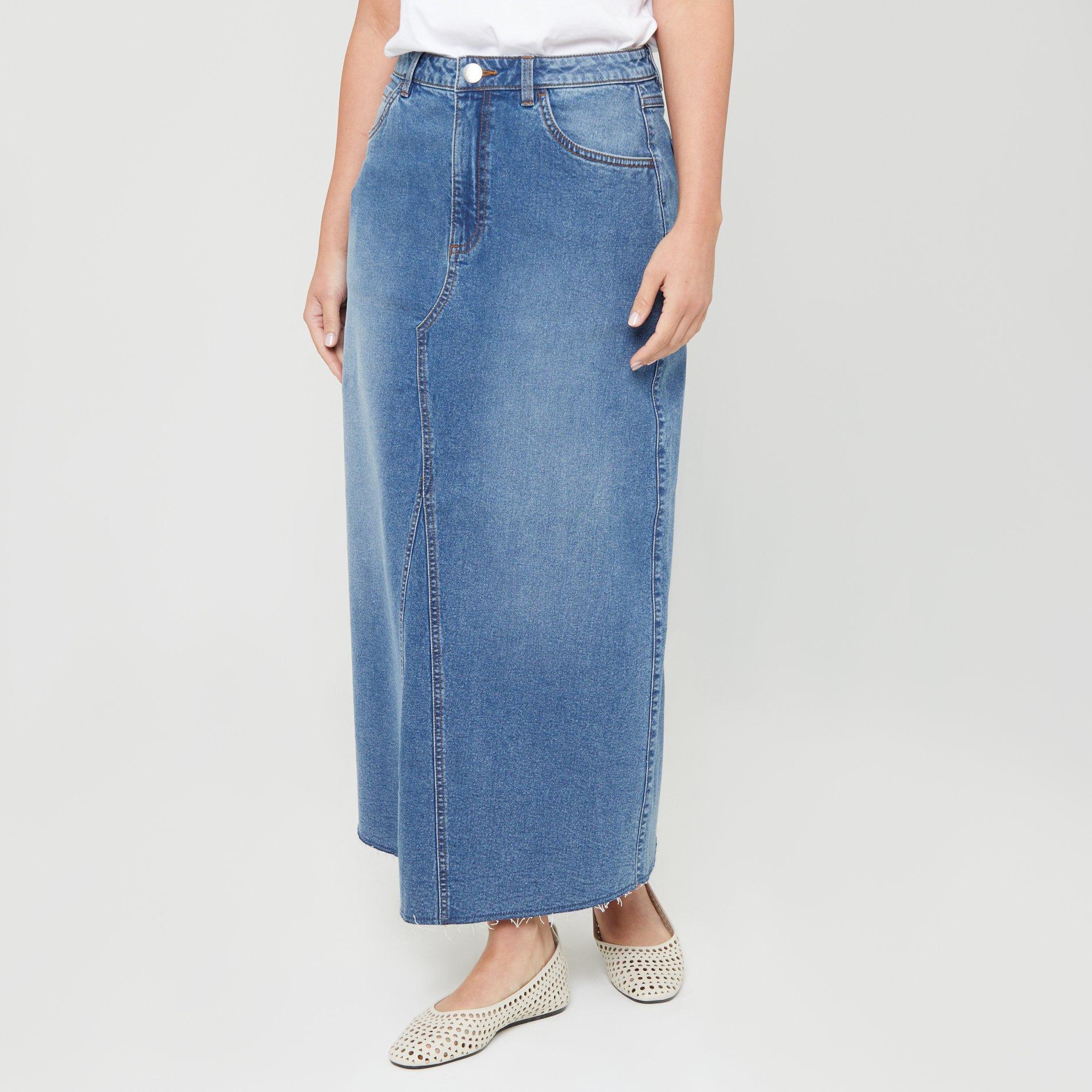 Middenblauwe wassing - Be You - Denim Maxi Skirt - 5
