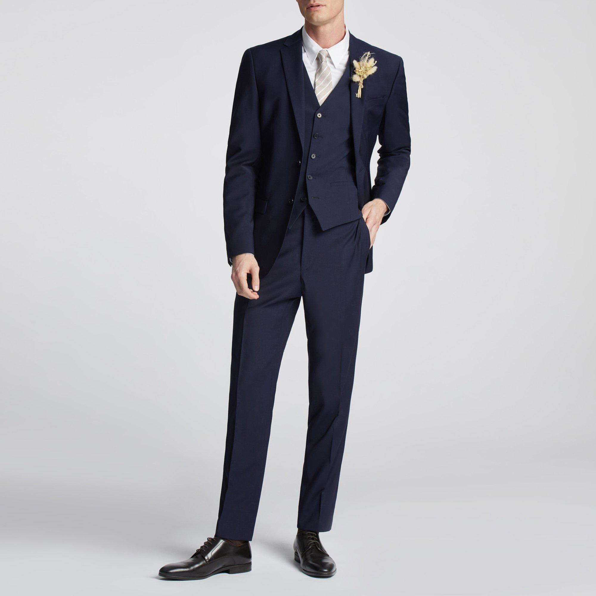 Marine - Ted Baker - Pilos Slim Fit Navy Panama Suit Jacket - 3