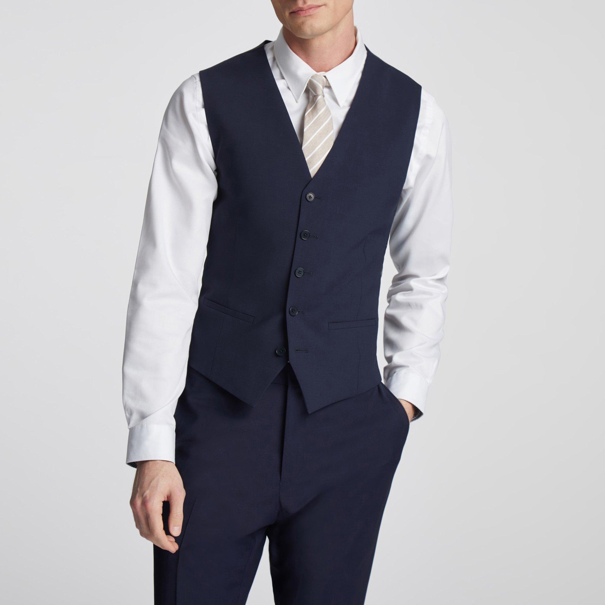 Ted Baker Men's Pilos Slim Fit Panama Waistcoat Navy - 46 (56)