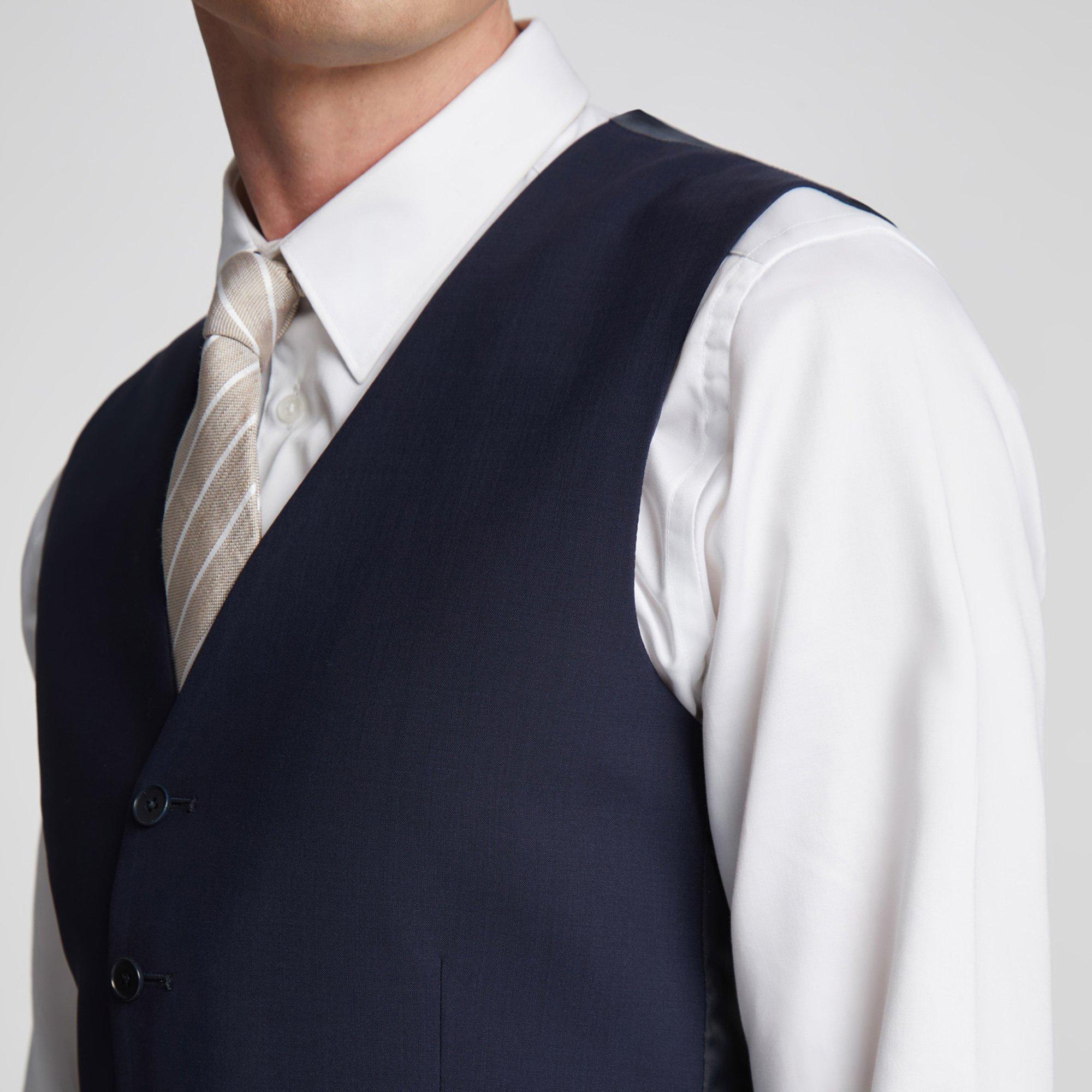 Marine - Ted Baker - Pilos Slim Fit Navy Panama Waistcoat - 2