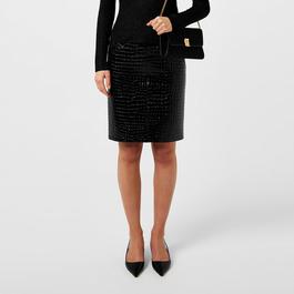 Tom Ford Glossy Croc Embossed Leather Skirt