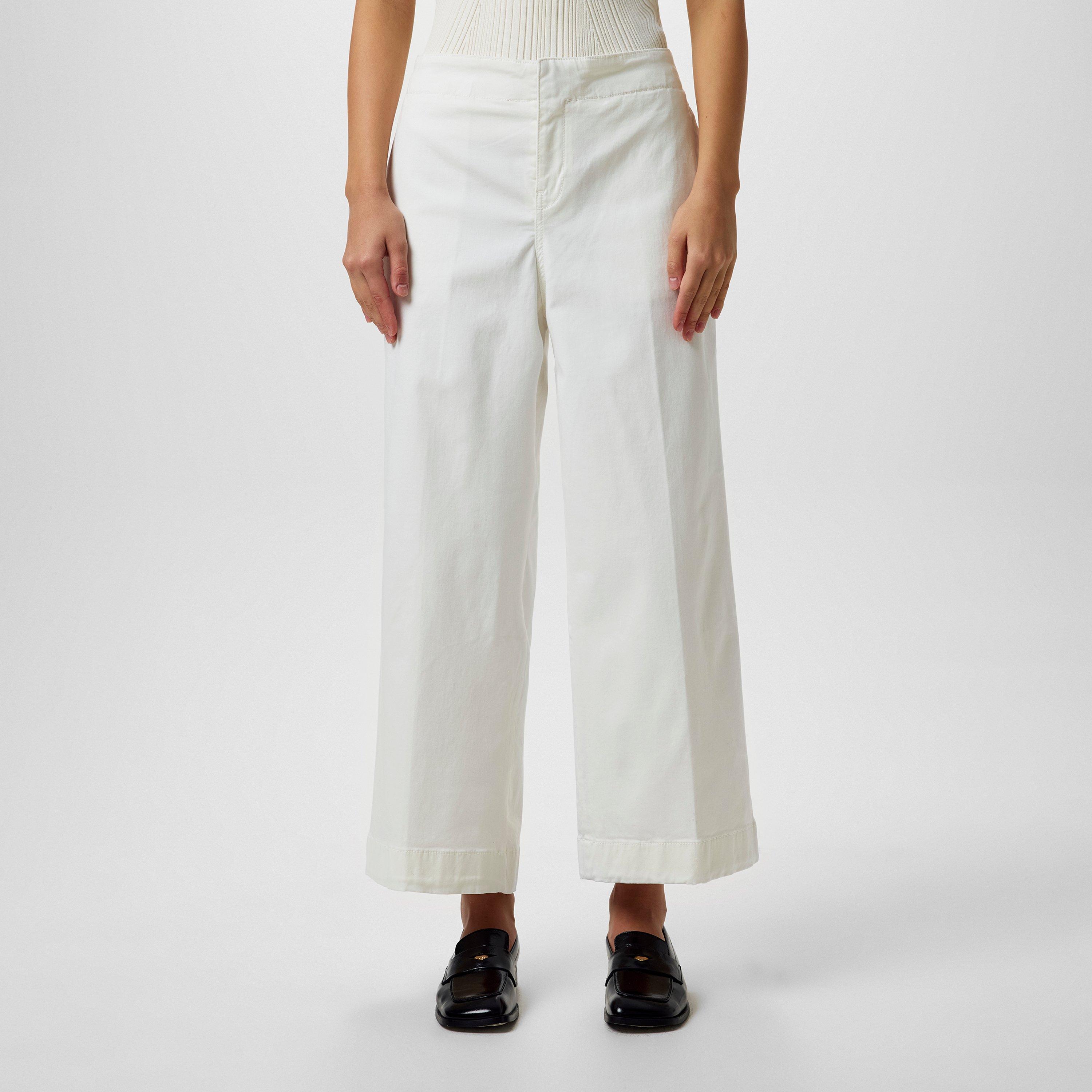Open White - Boss - Women's Tahiana Cotton Mid Rise Straight Leg Trousers - 1