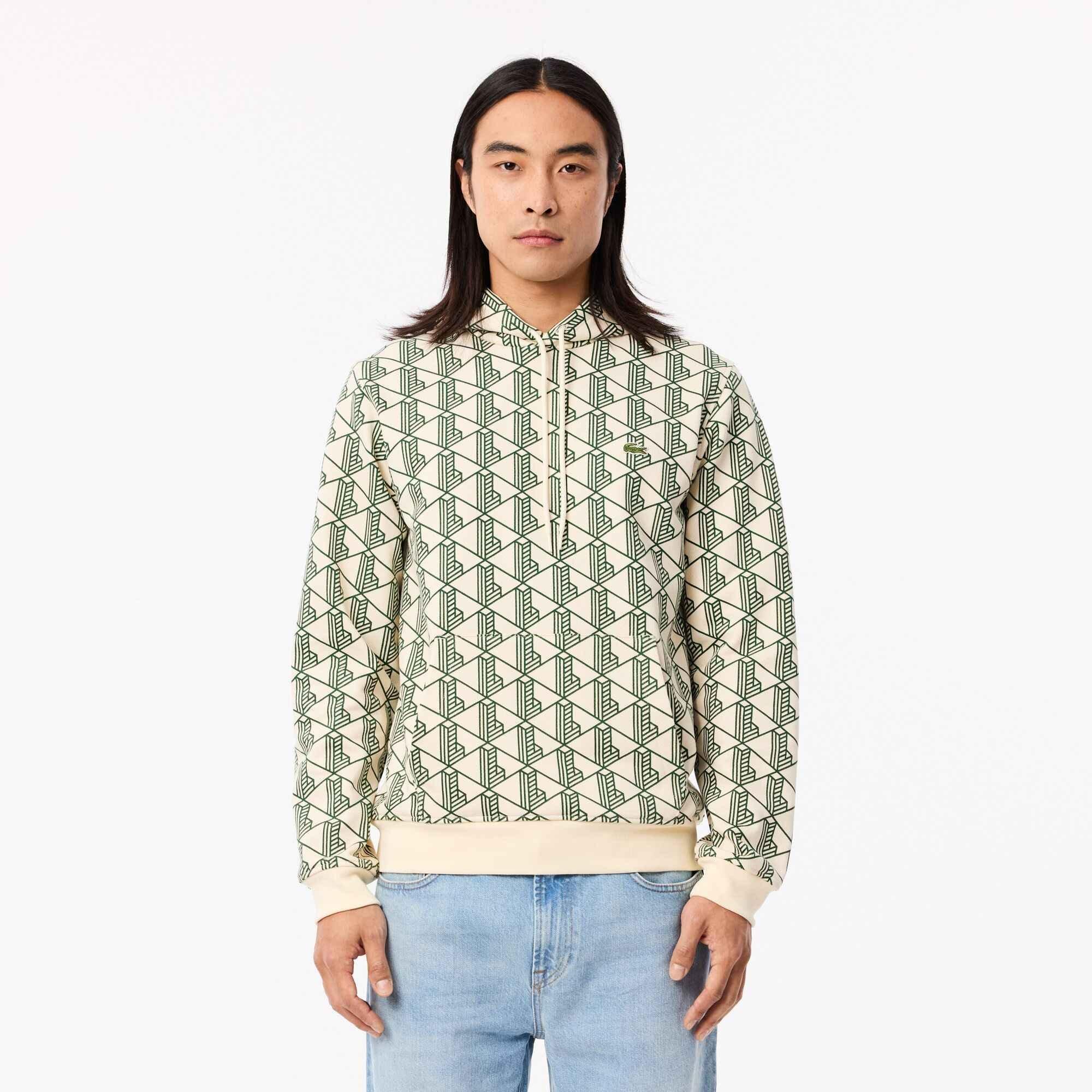 White PT2 - Lacoste - Men's All Print Monogram Over-the-Head Hoodie - 1