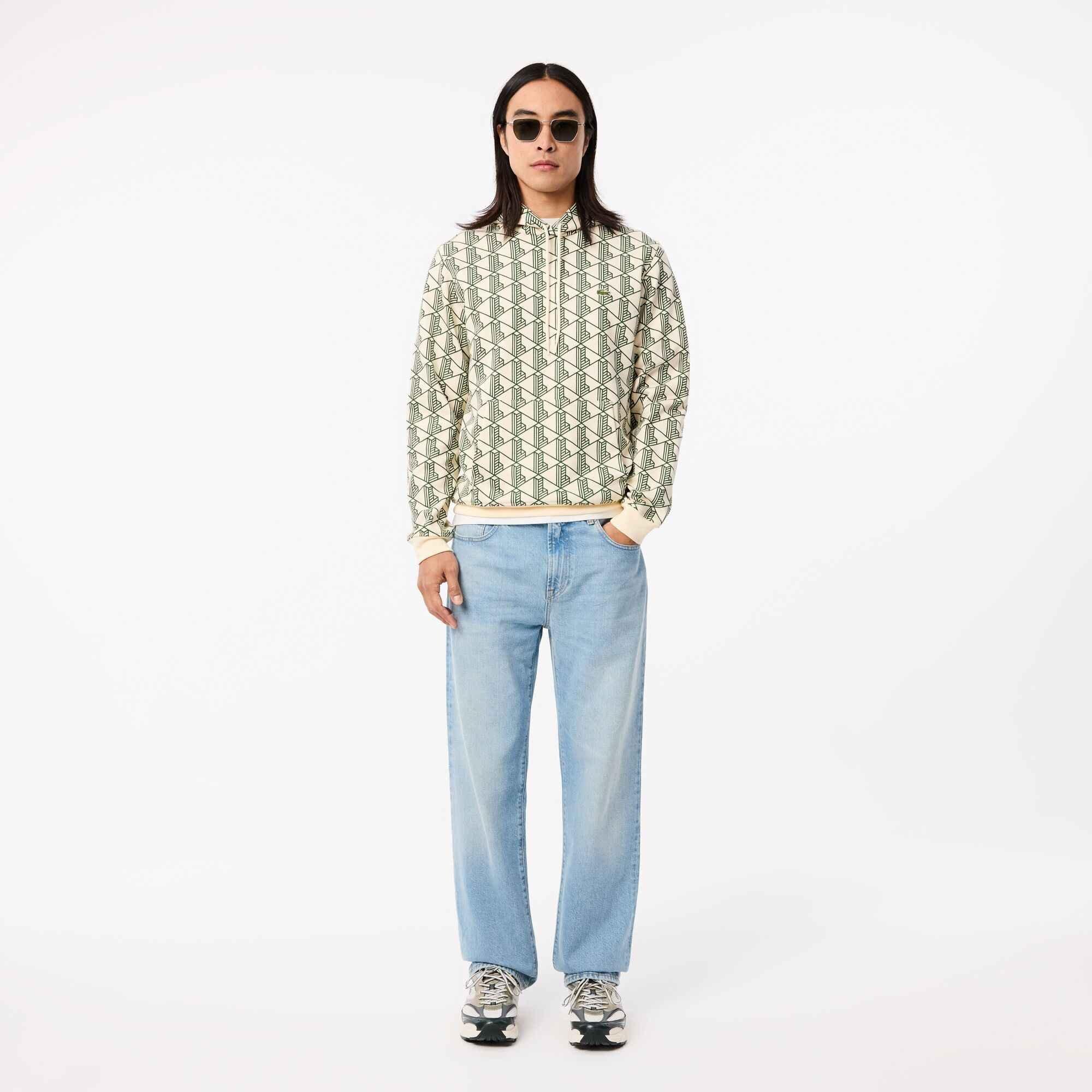 White PT2 - Lacoste - Men's All Print Monogram Over-the-Head Hoodie - 4